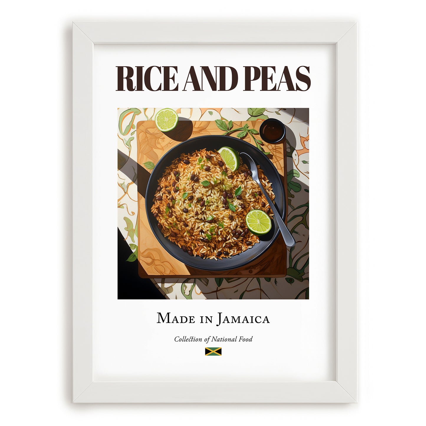 Rice and Peas – Jamaican Rice Dish, Food Bar Still Life, placed in minimal white frame