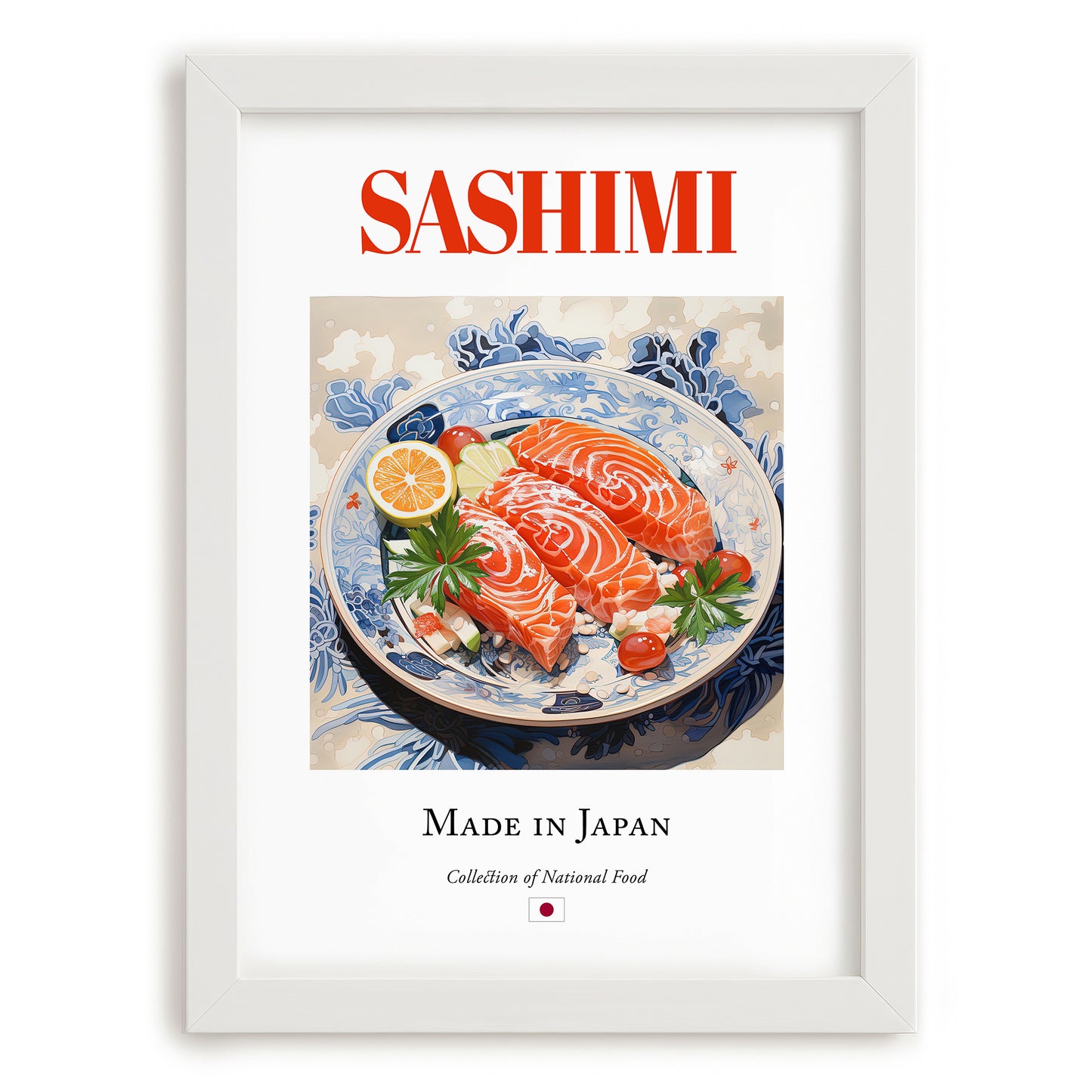 Sashimi – Japanese Dish, Restaurant Painting, placed in minimal white frame
