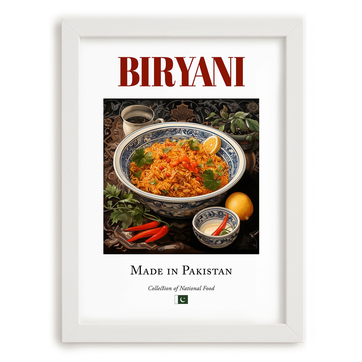 Byriani – Pakistani Rice Dish, Tavern Poster, placed in minimal white frame