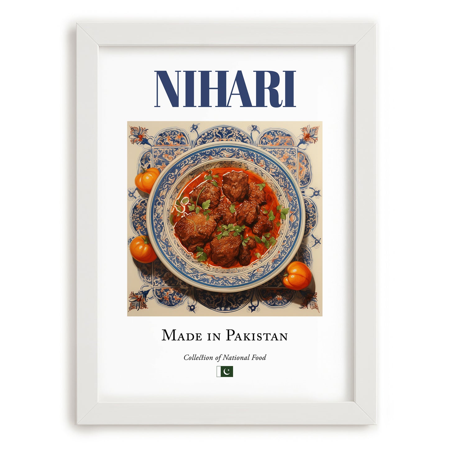 Nihari – Pakistani Soup Dish, Café Painting, placed in minimal white frame