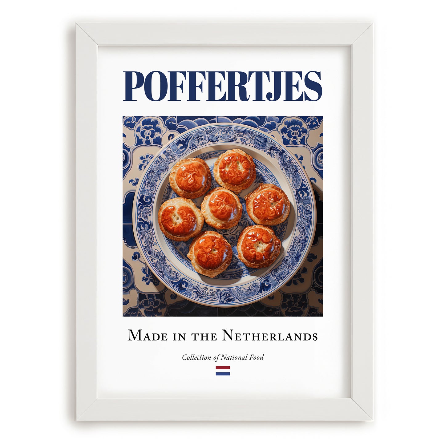 Poffertjes – Dutch Dessert Dish, Bistro Poster, placed in minimal white frame