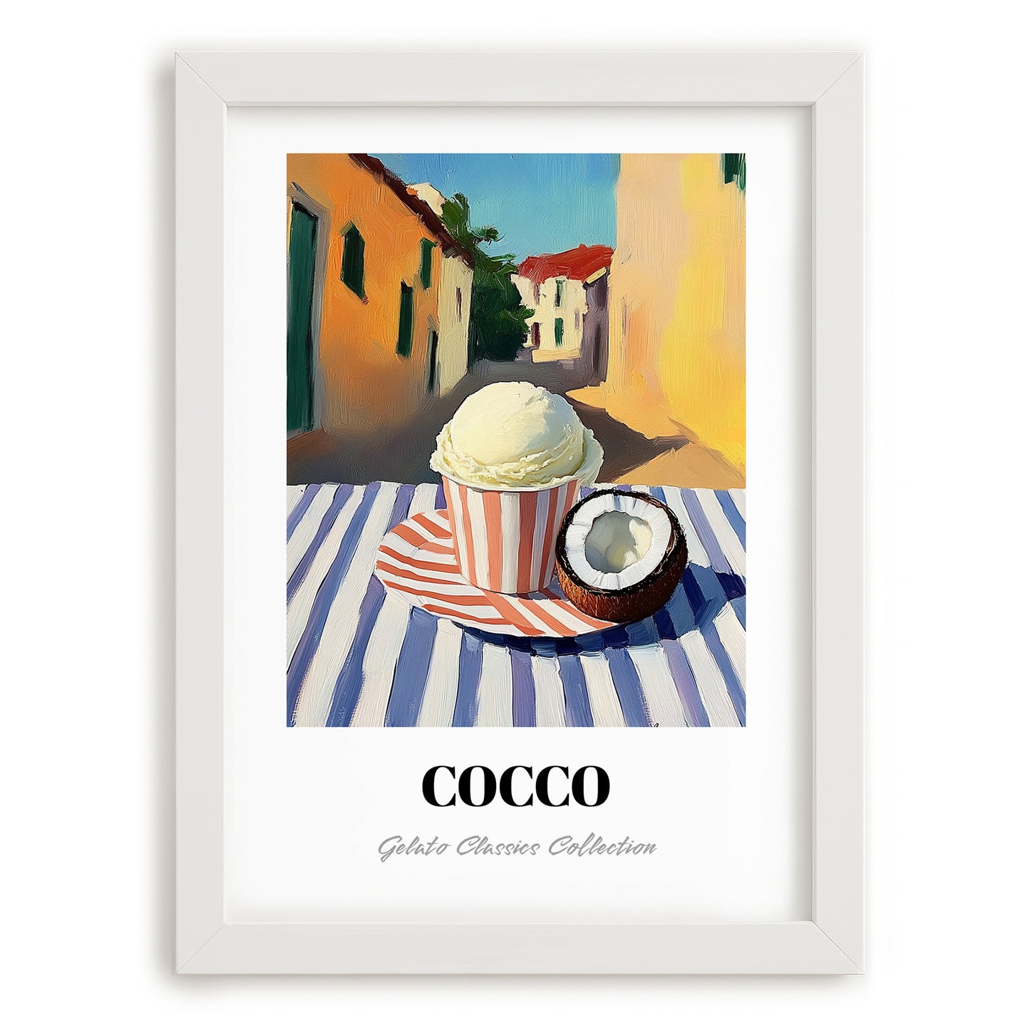 Gelato Cocco – Italian Urban Café Scene, Gelato Still Life, placed in minimal white frame
