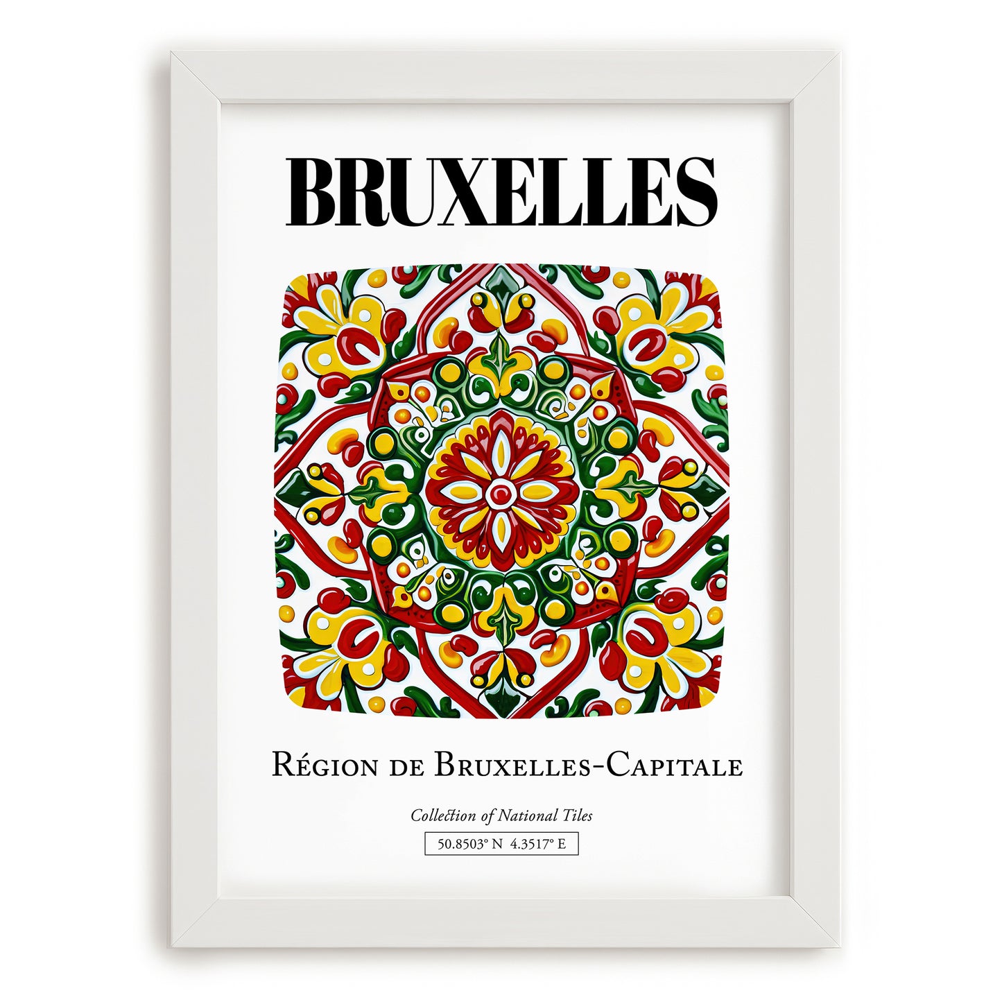 Brussels, Belgique – Travel Memories Wall Print, placed in minimal white frame