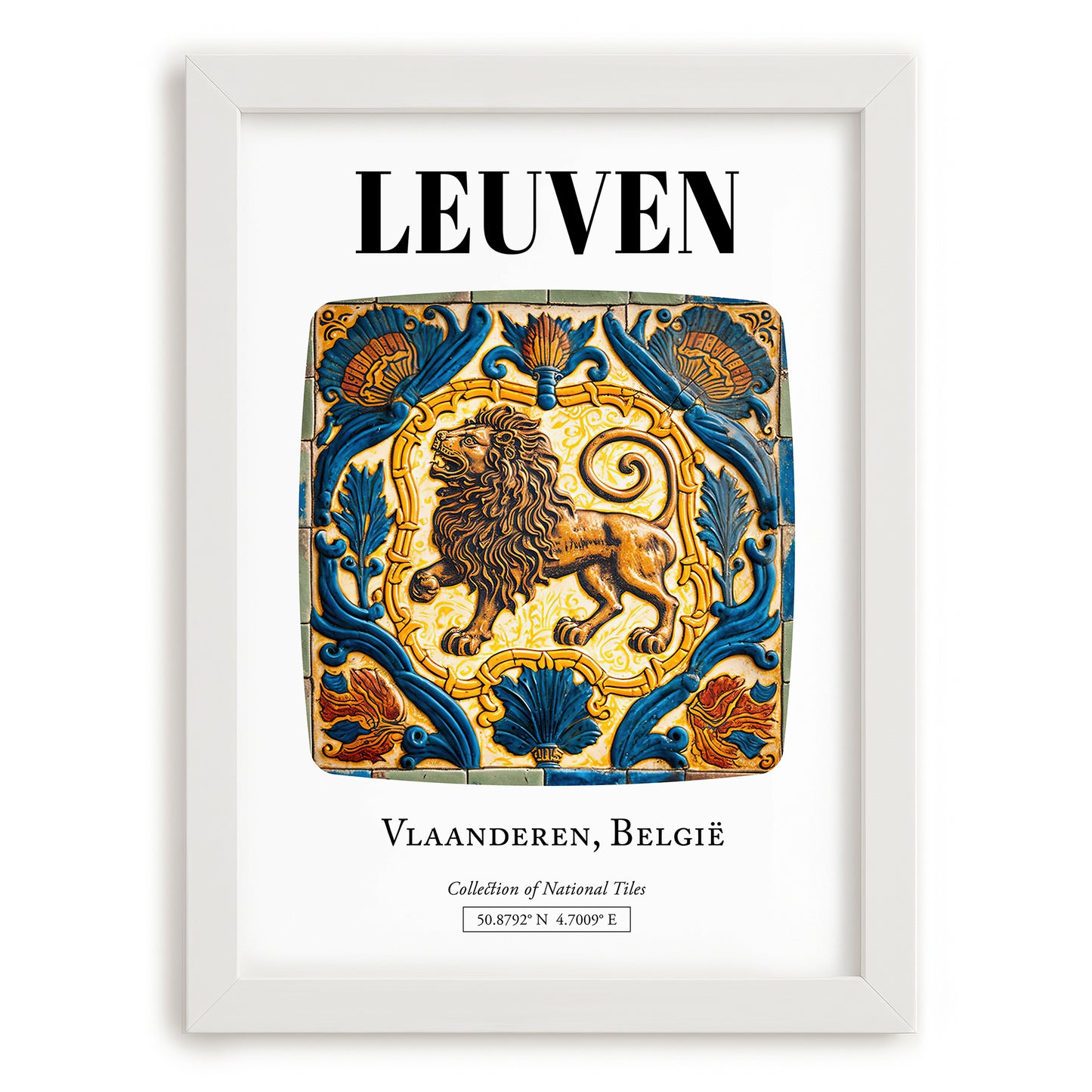 Leuven, Belgium – Travel Wall Art, placed in minimal white frame