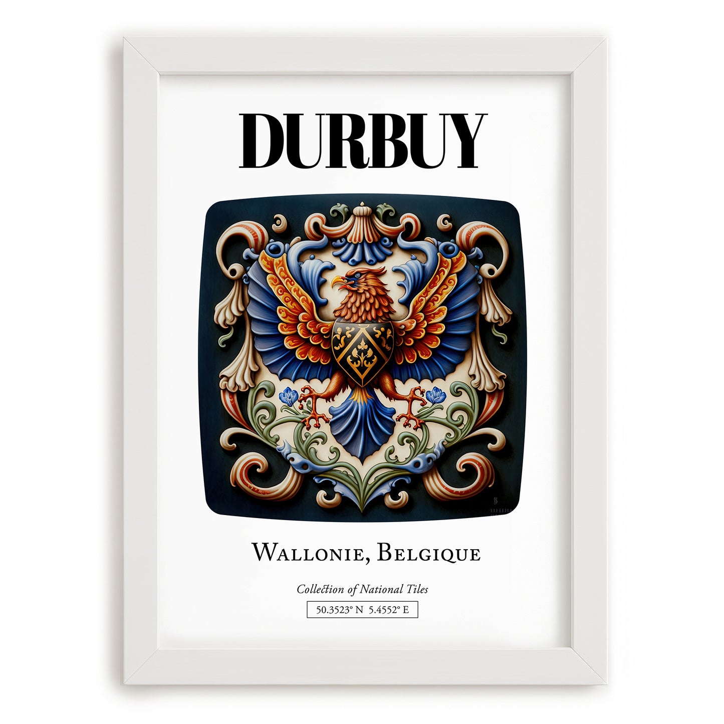 Durbuy, Belgium – Travel Poster, placed in minimal white frame
