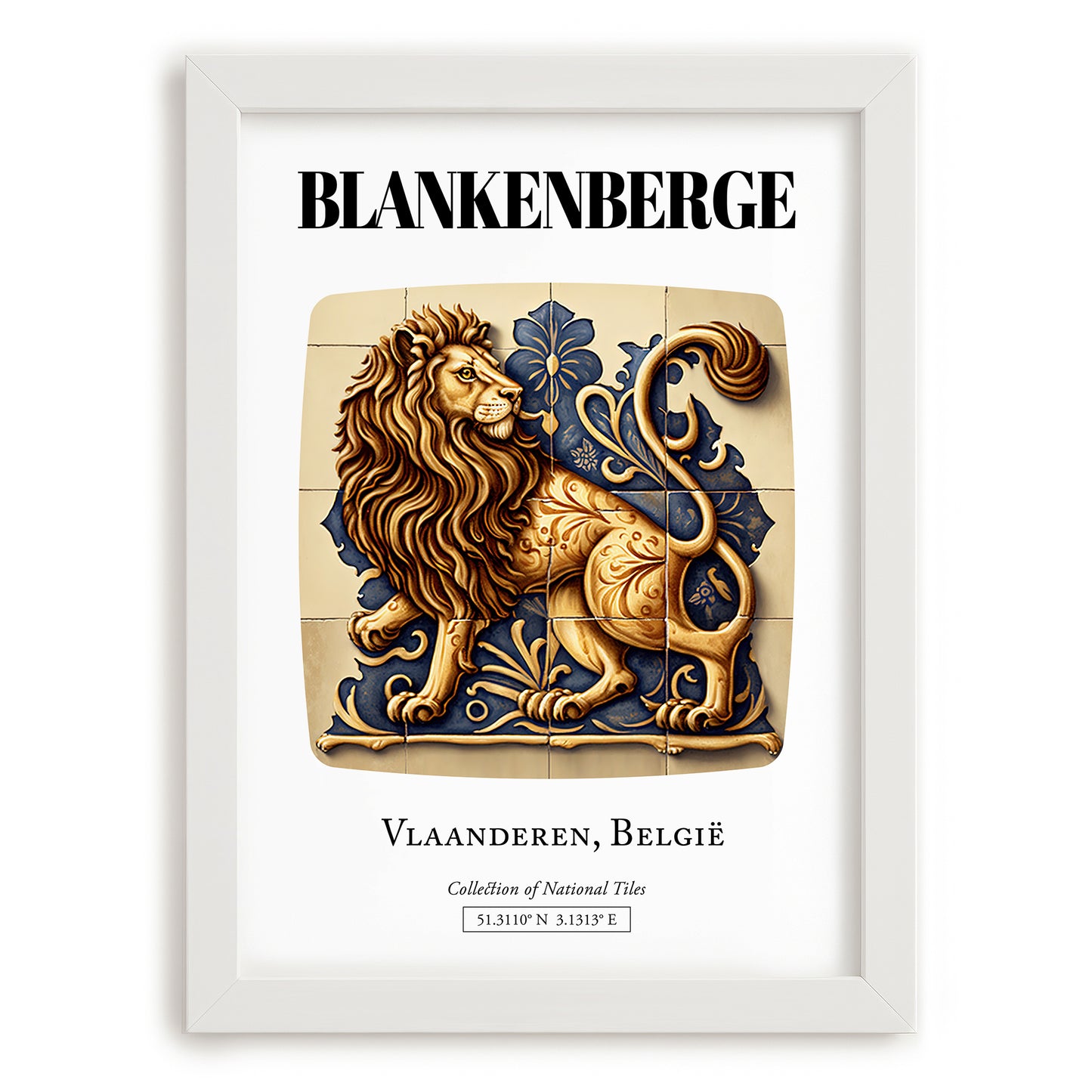 Blankenberge, Belgium – Travel Poster, placed in minimal white frame