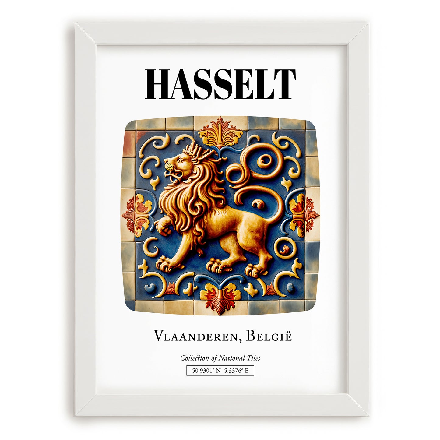 Hasselt, Belgium – Travel Print, placed in minimal white frame