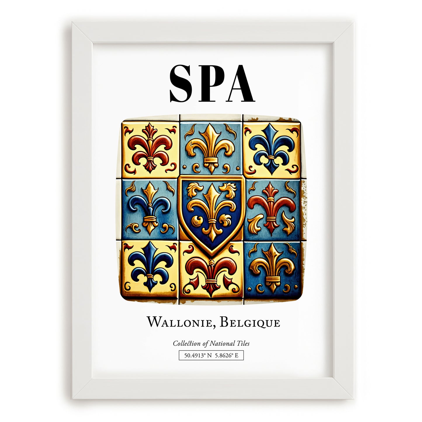 Spa, Belgium – Travel Wall Art, placed in minimal white frame