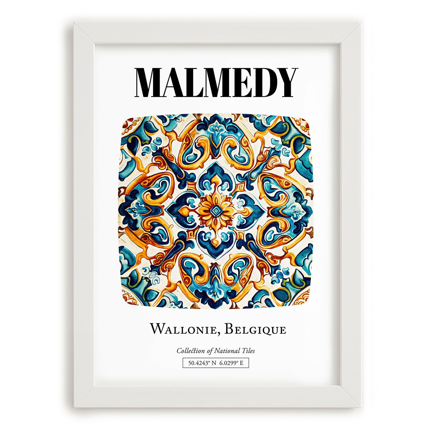 Malmedy, Belgium – Travel Print, placed in minimal white frame
