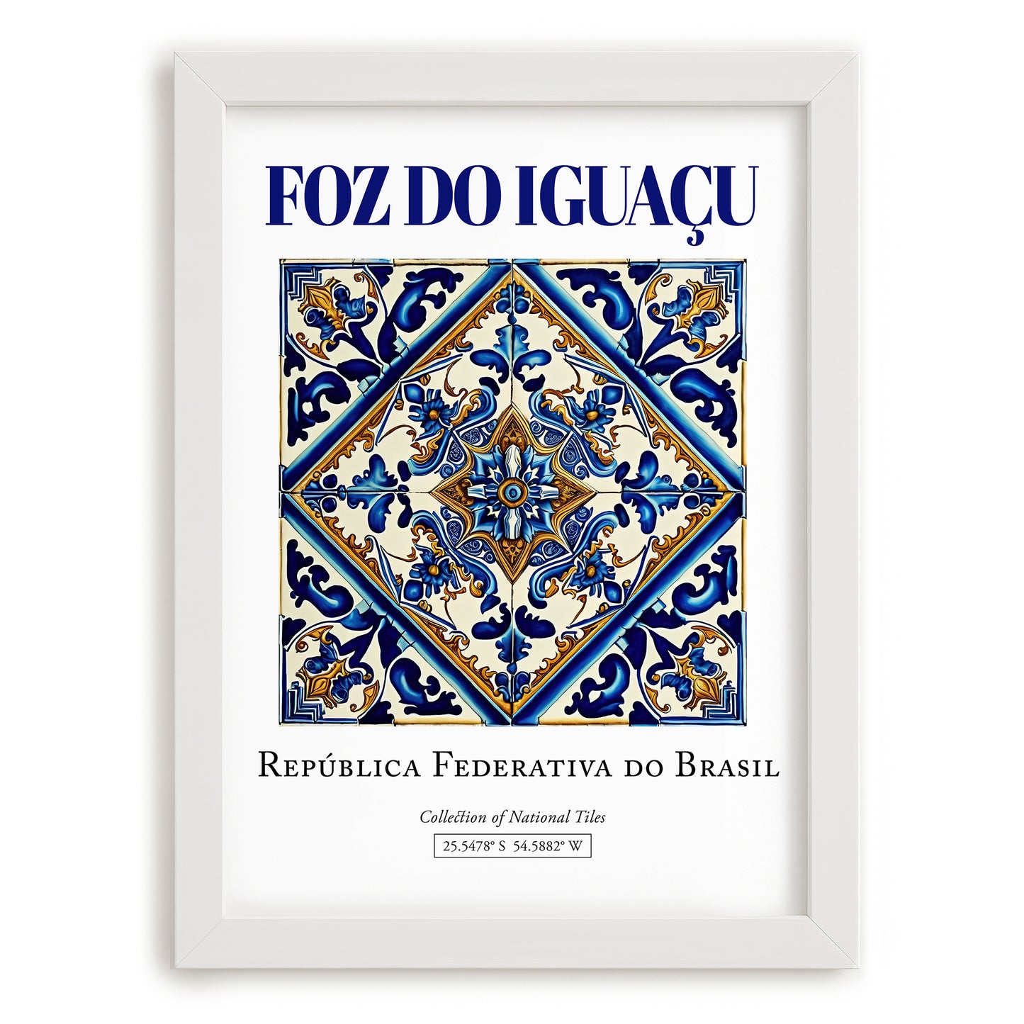 Foz do Iguaçu, Brasil – Travel Poster, placed in minimal white frame