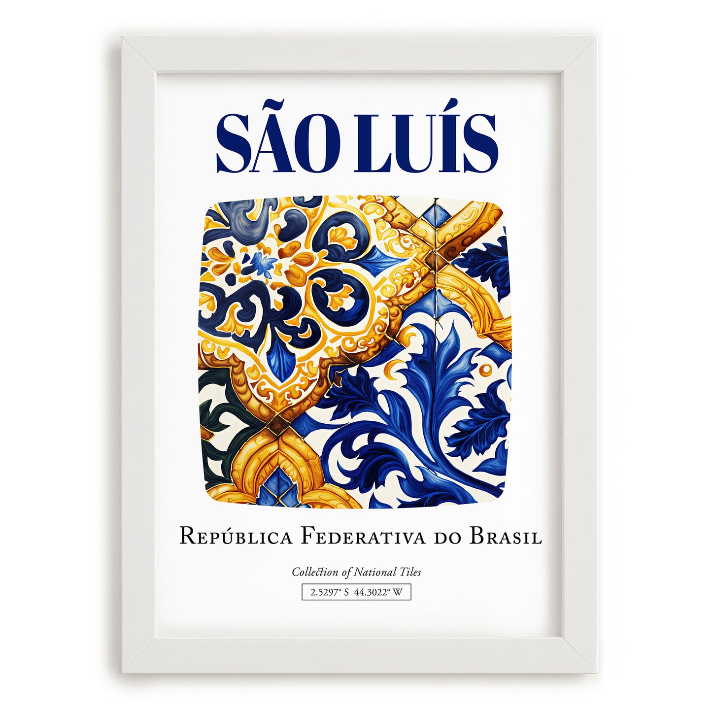 São Luís, Brasil – Tourist Destination Poster, placed in minimal white frame