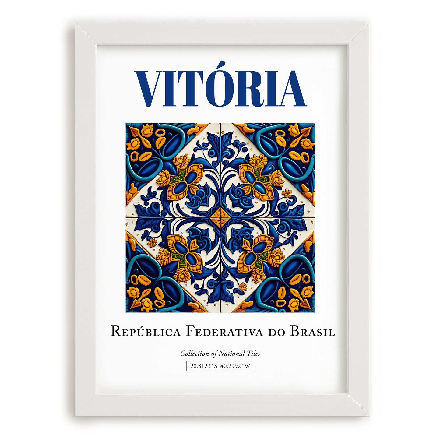 Vitória, Brasil – Travel Wall Decor, placed in minimal white frame