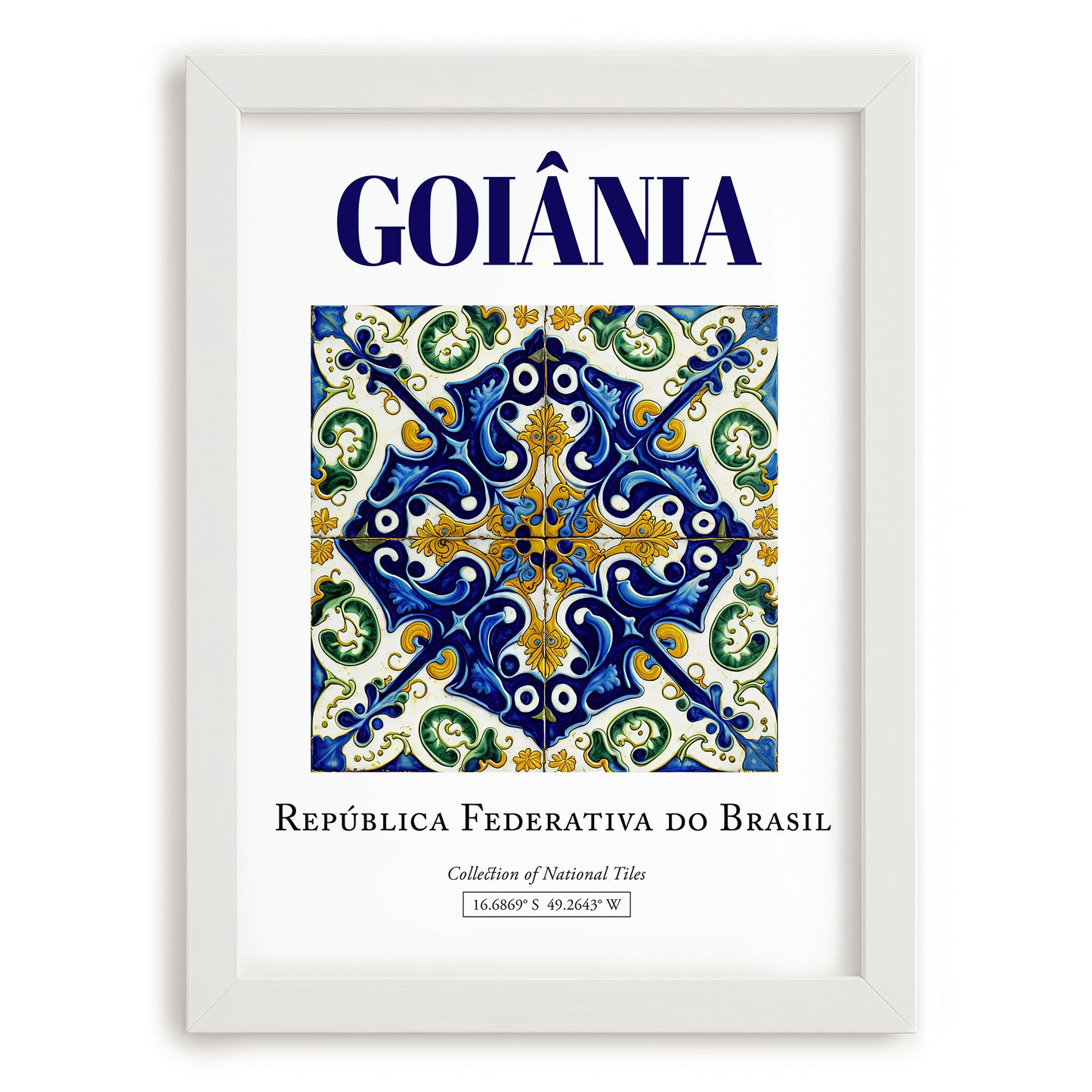 Goiânia, Brasil – Travel Wall Art, placed in minimal white frame