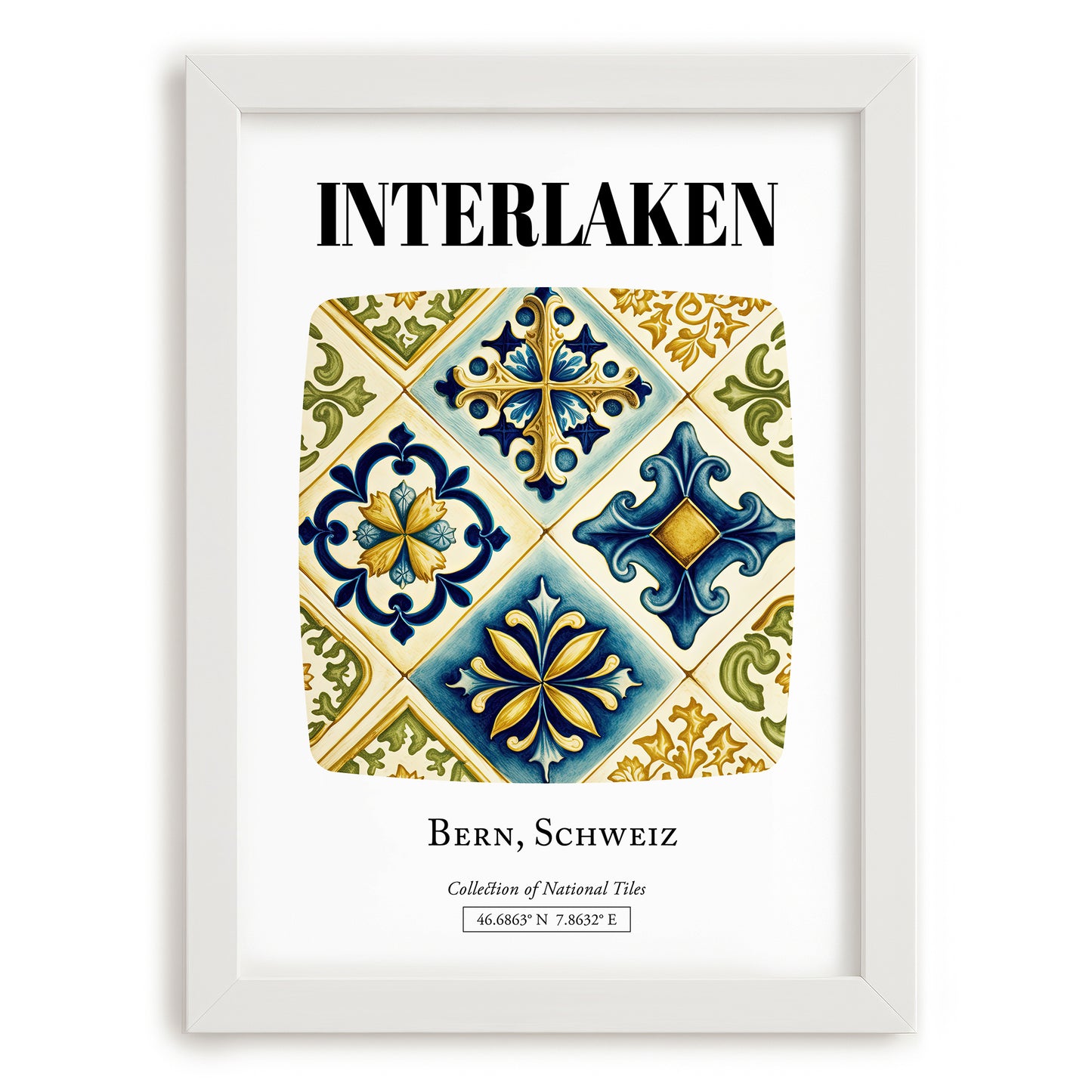 Interlaken, Switzerland – Travel Destination Art, placed in minimal white frame