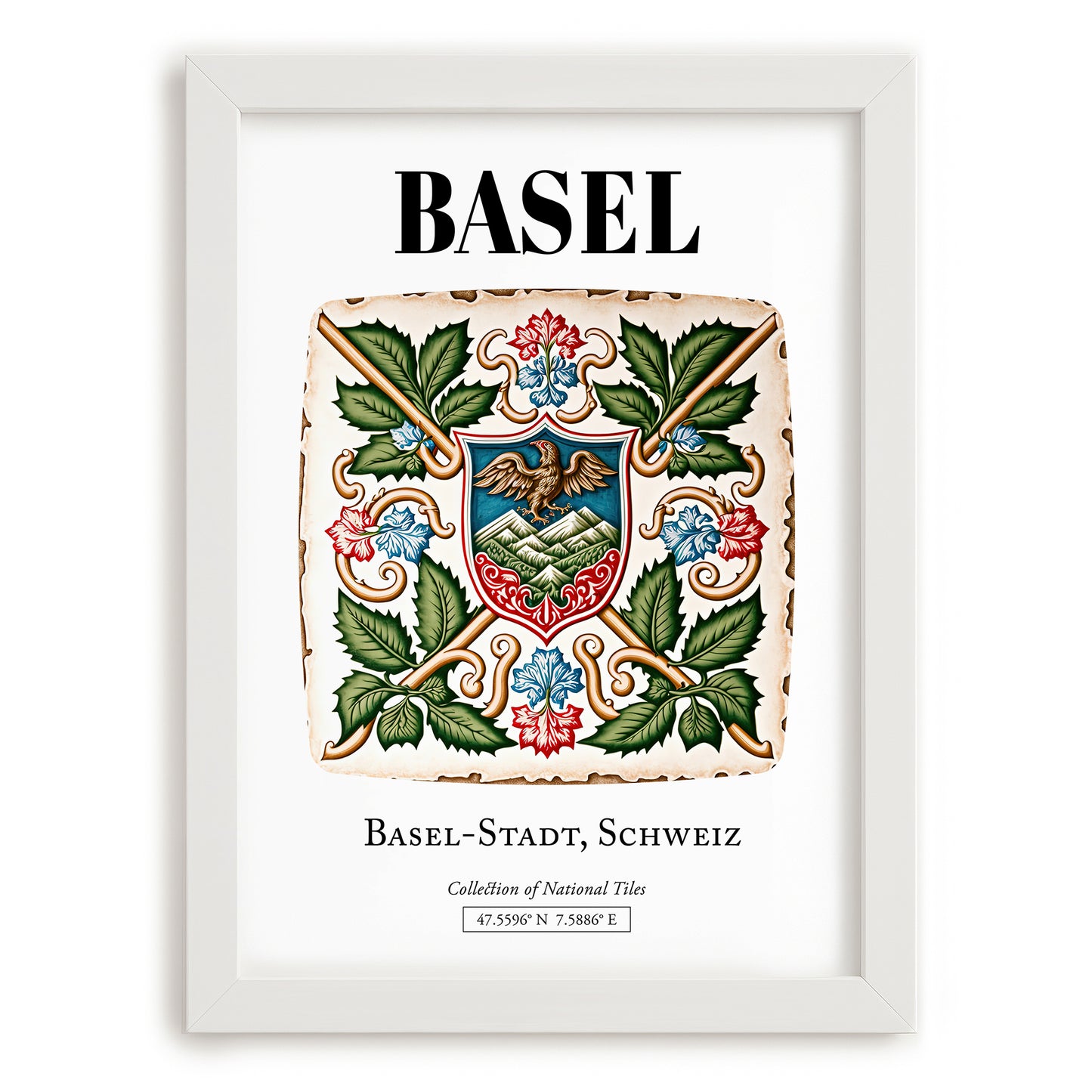 Basel, Switzerland – Global Wall Art, placed in minimal white frame