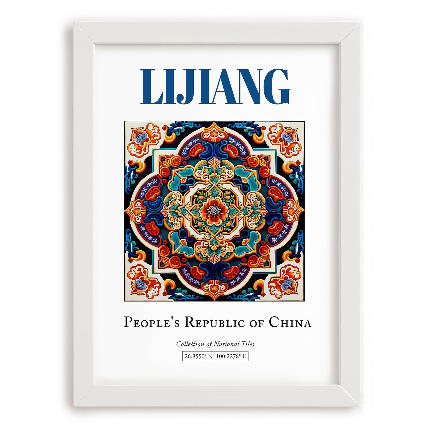 Lijiang, China – Travel Destination Art, placed in minimal white frame