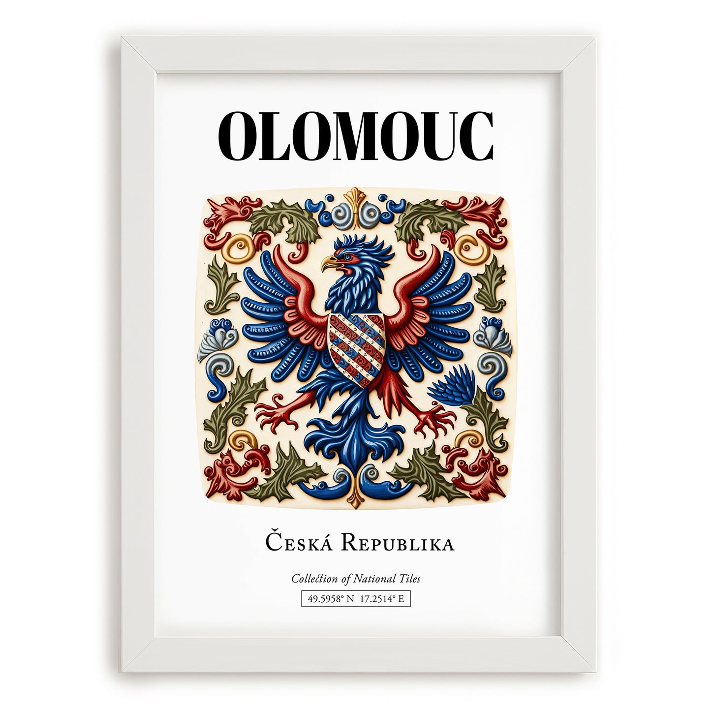Olomouc, Czech Republic – Wanderlust-Inspired Poster, placed in minimal white frame