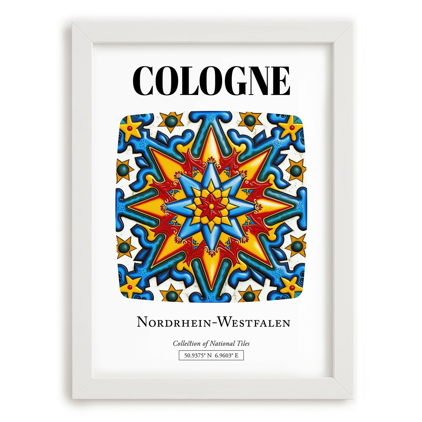 Cologne, Germany – Travel Wall Decor, placed in minimal white frame