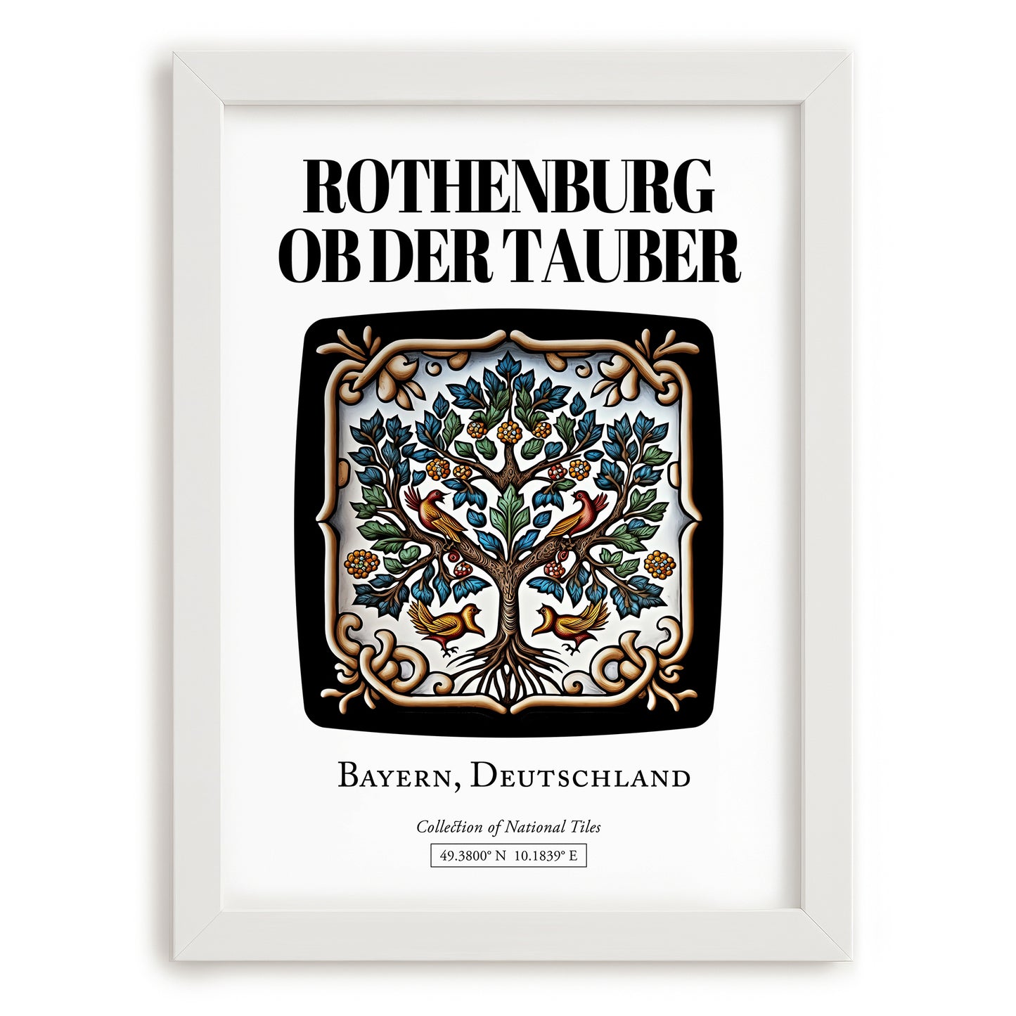 Rothenburg Ob Der Tauber, Germany – Historic Cities Art Print, placed in minimal white frame