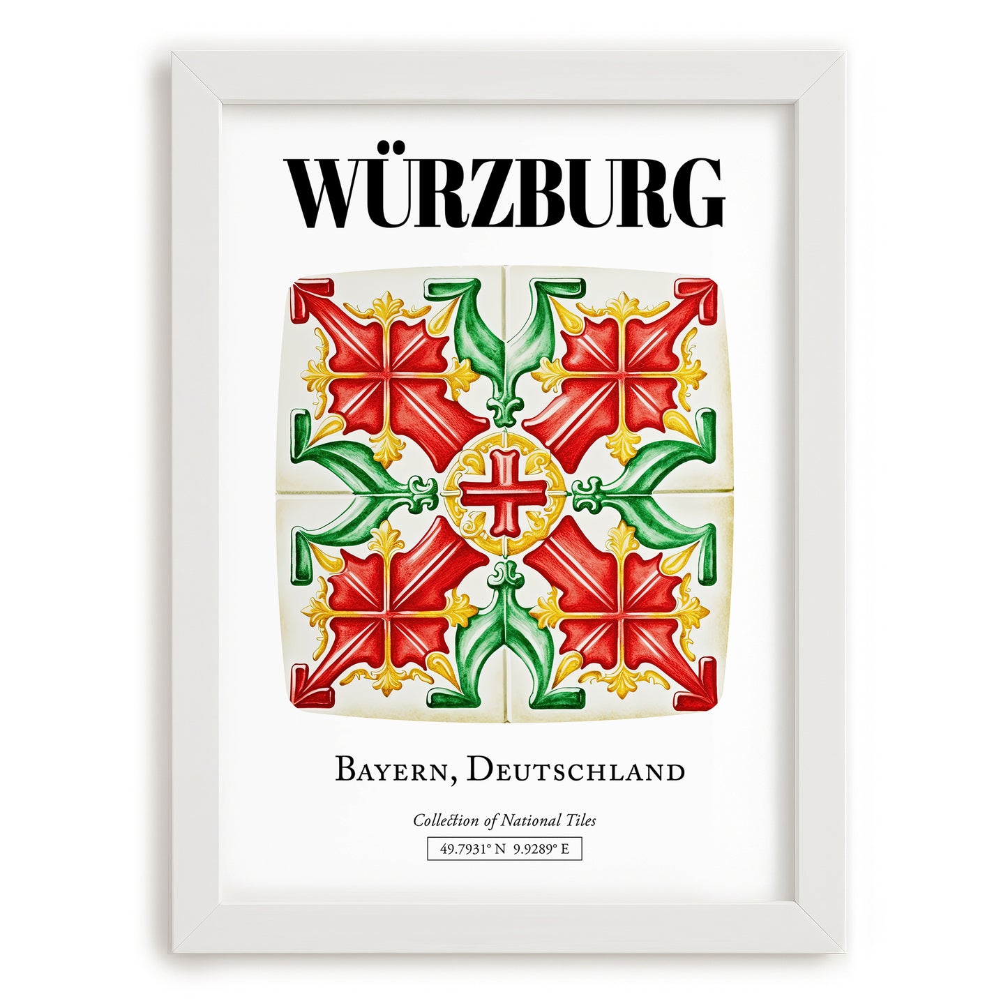 Würzburg, Germany – Travel Wall Art, placed in minimal white frame
