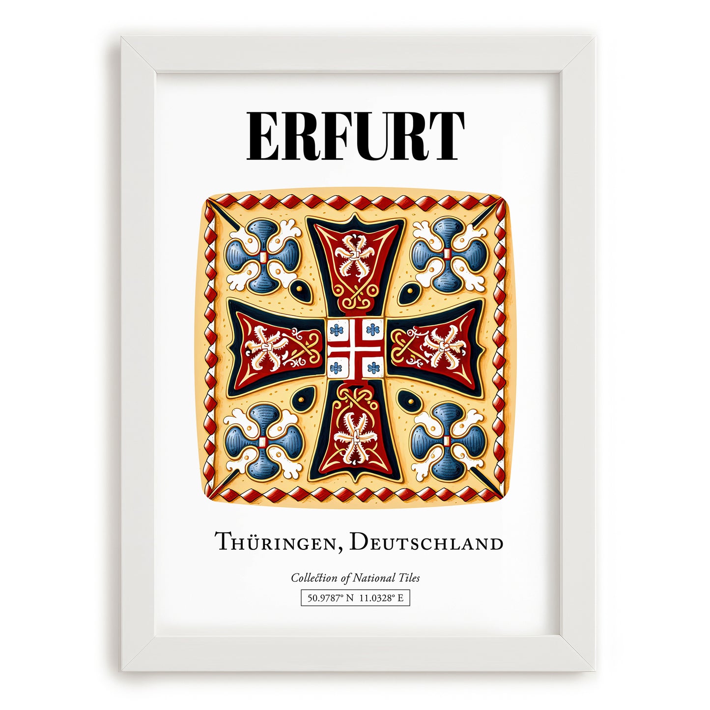 Erfurt, Germany – Travel Wall Art, placed in minimal white frame