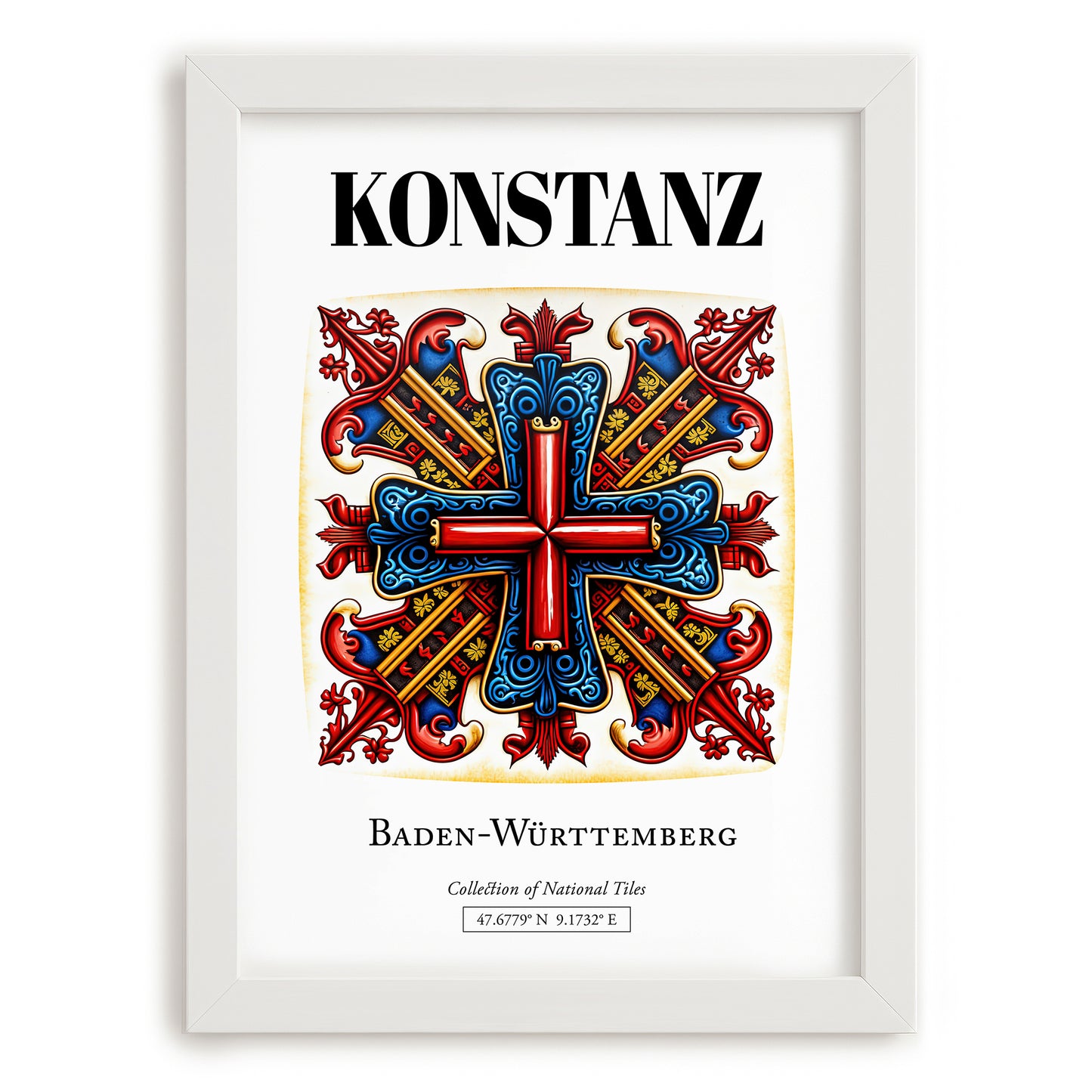 Konstanz, Germany – World Travel Art, placed in minimal white frame