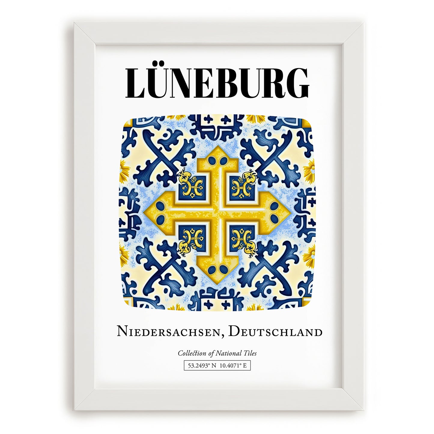 Lüneburg, Germany – Travel Poster, placed in minimal white frame