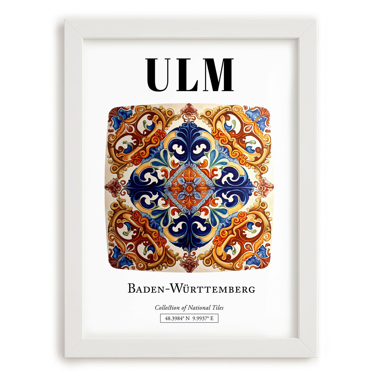 Ulm, Germany – Travel Print, placed in minimal white frame