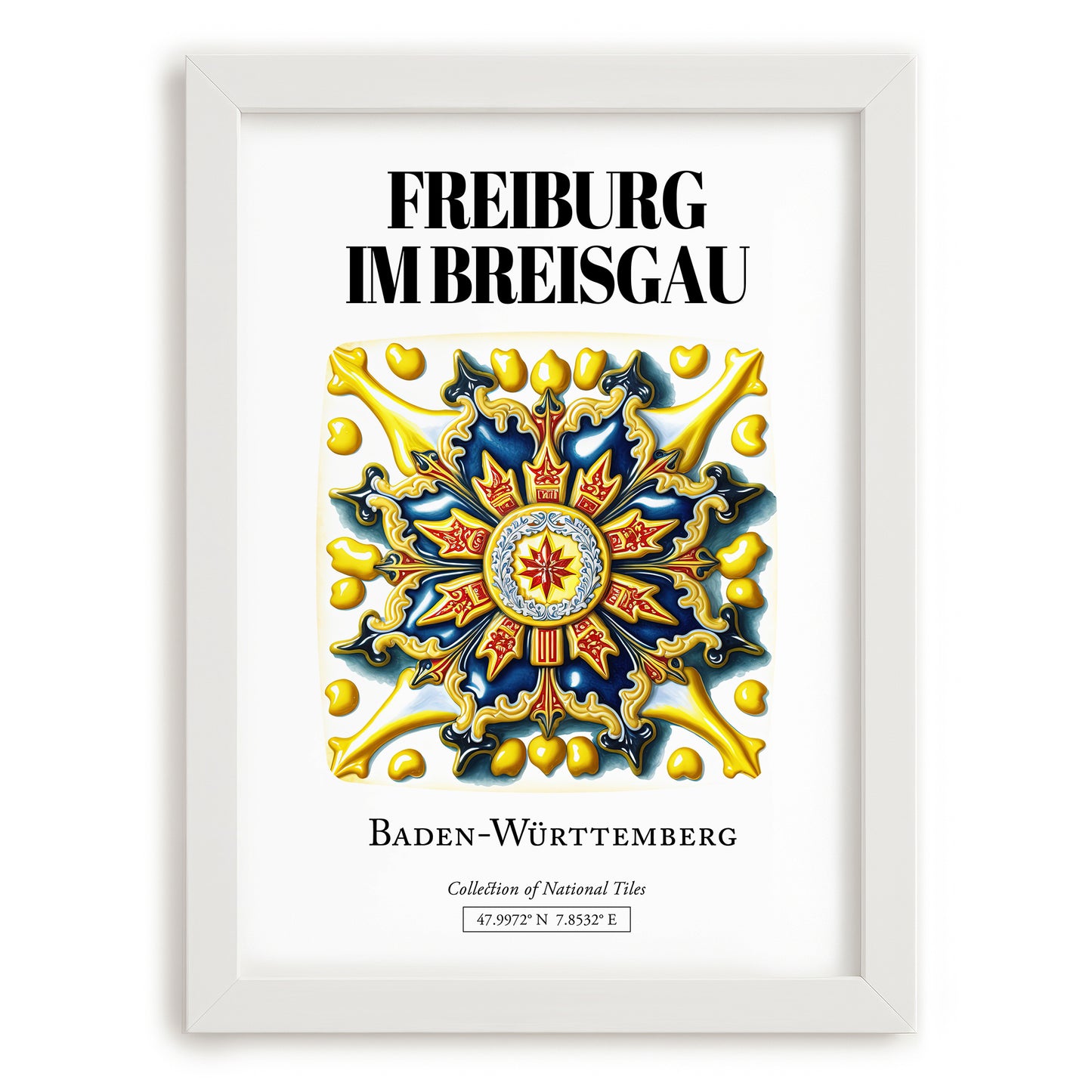 Freiburg Im Breisgau, Germany – Travel Print, placed in minimal white frame