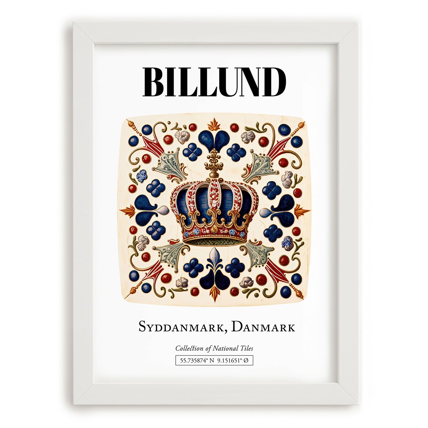 Billund, Denmark – Travel Destination Art, placed in minimal white frame