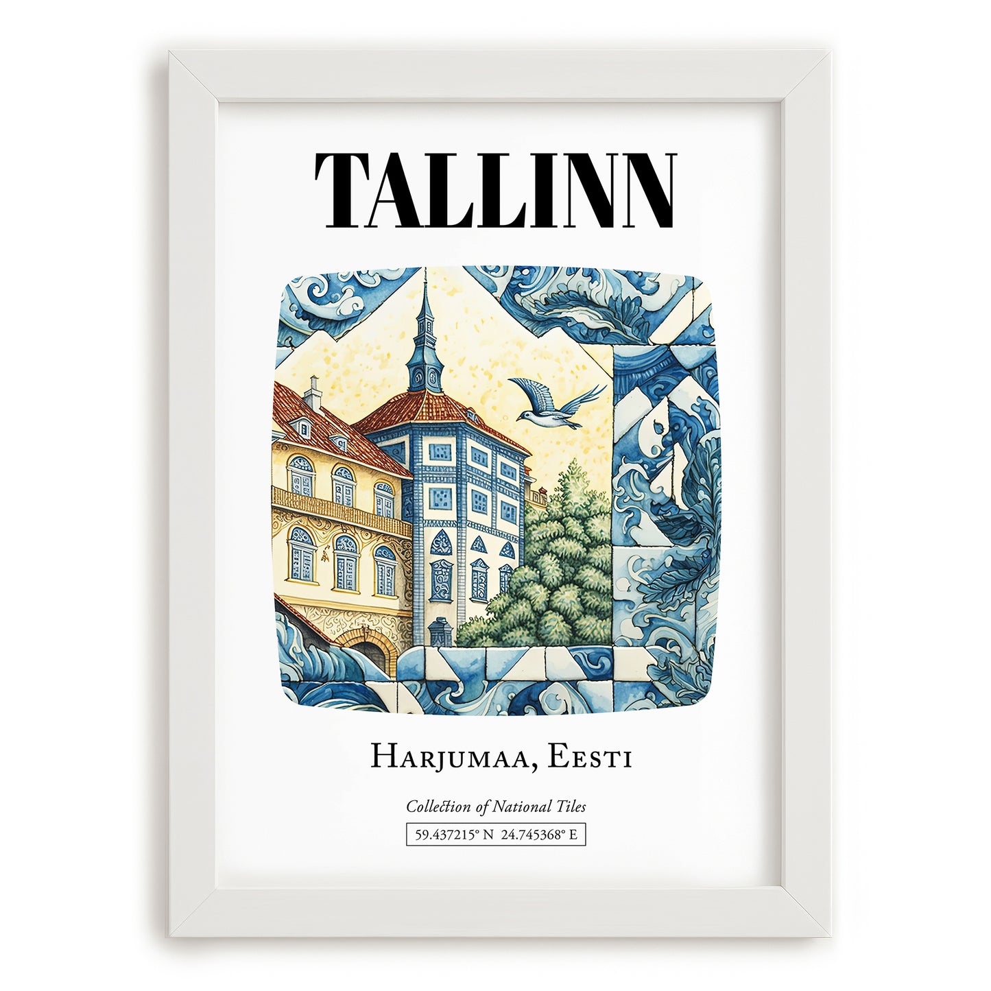 Tallinn, Estonia – Wanderlust Wall Decor, placed in minimal white frame