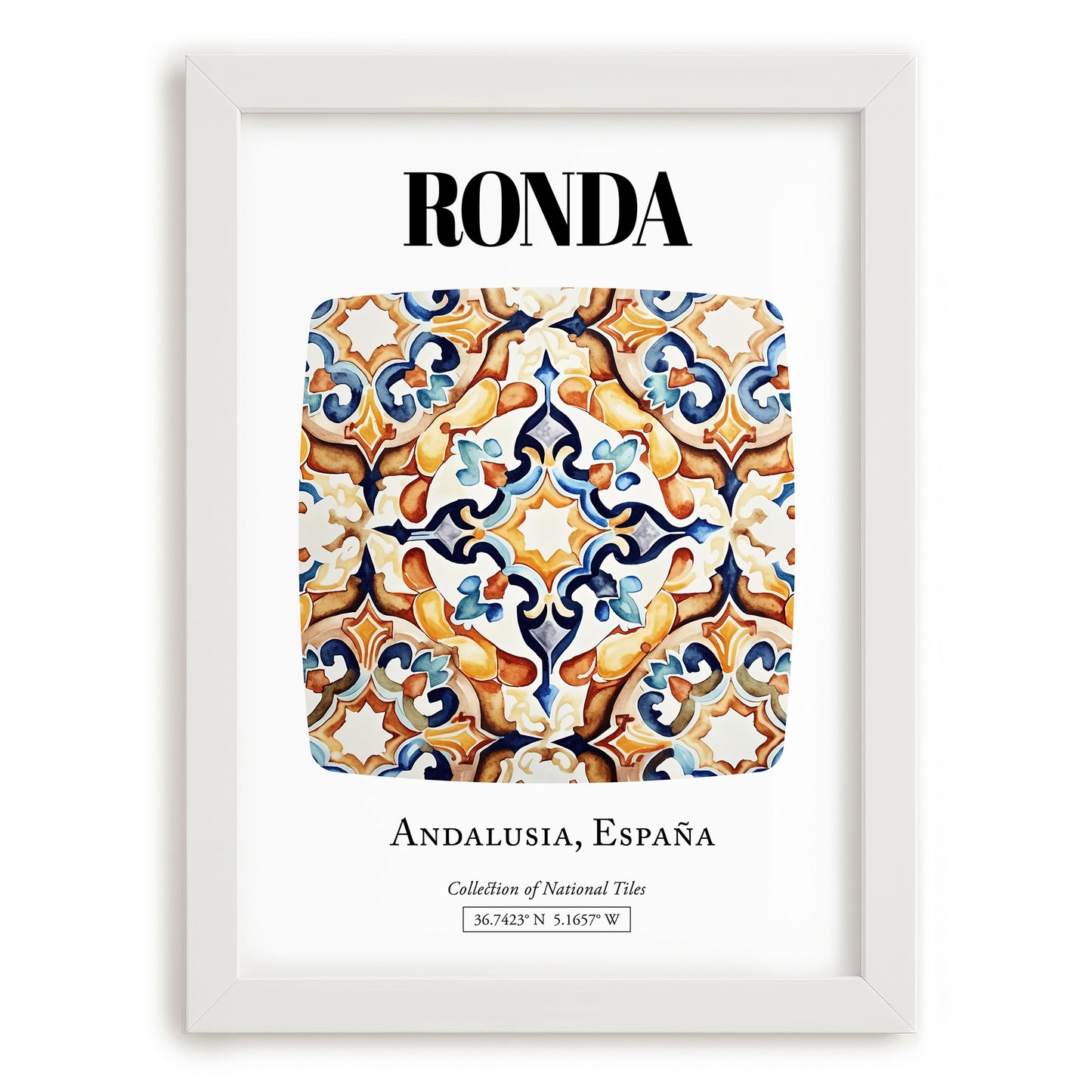 Ronda, Spain – World Heritage Travel Poster, placed in minimal white frame