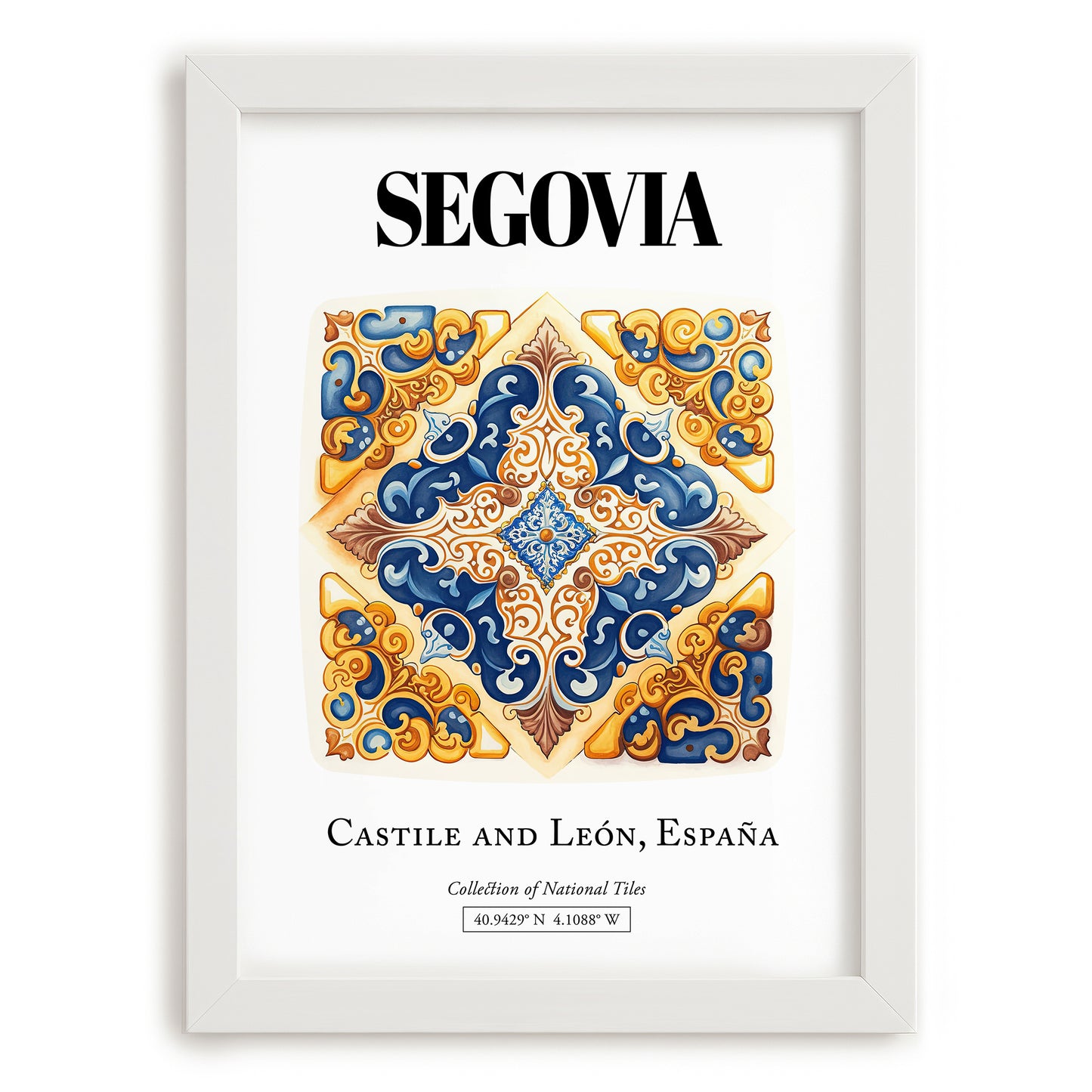 Segovia, Spain – Architectural Travel Art, placed in minimal white frame
