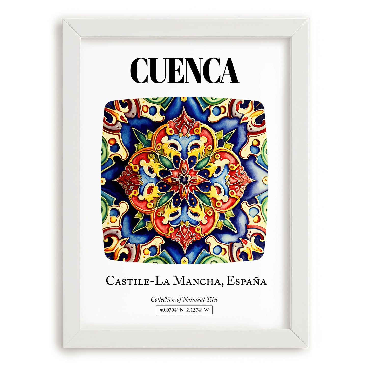 Cuenca, Spain – Travel Print, placed in minimal white frame