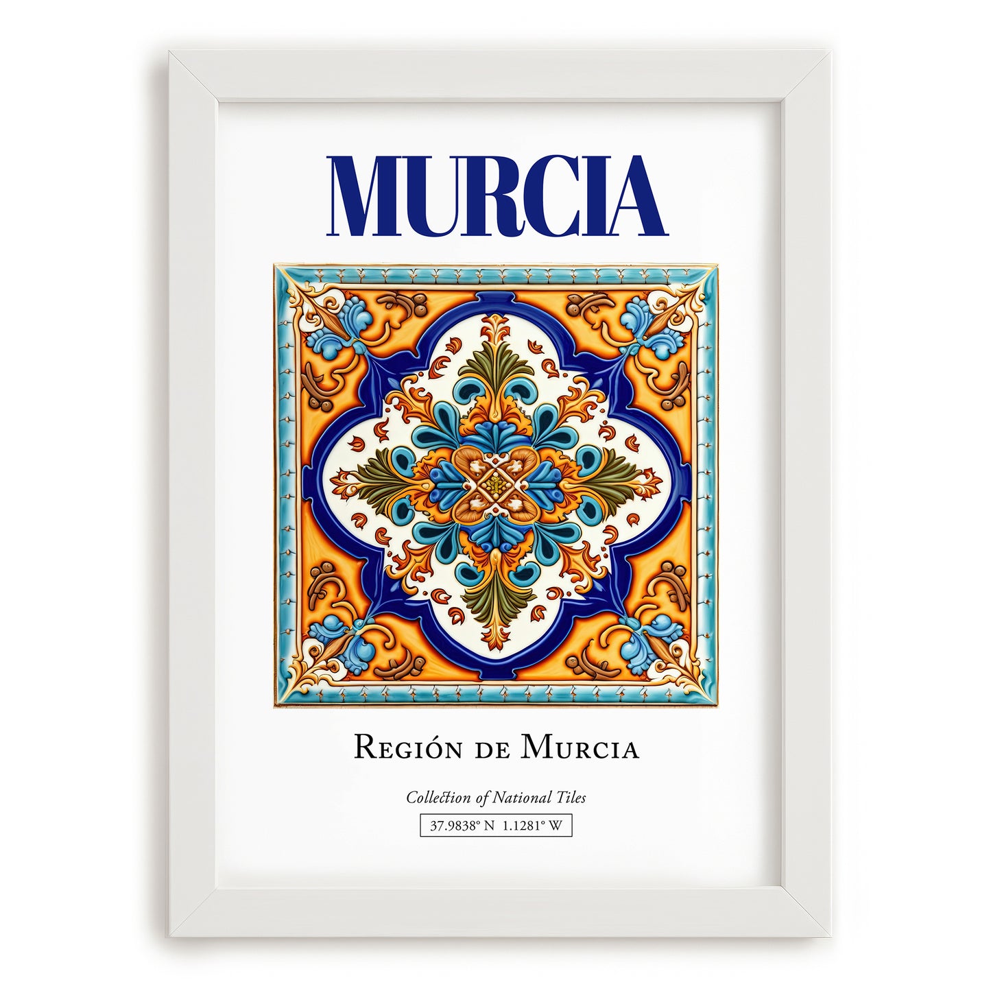 Murcia, Spain – Travel Print, placed in minimal white frame