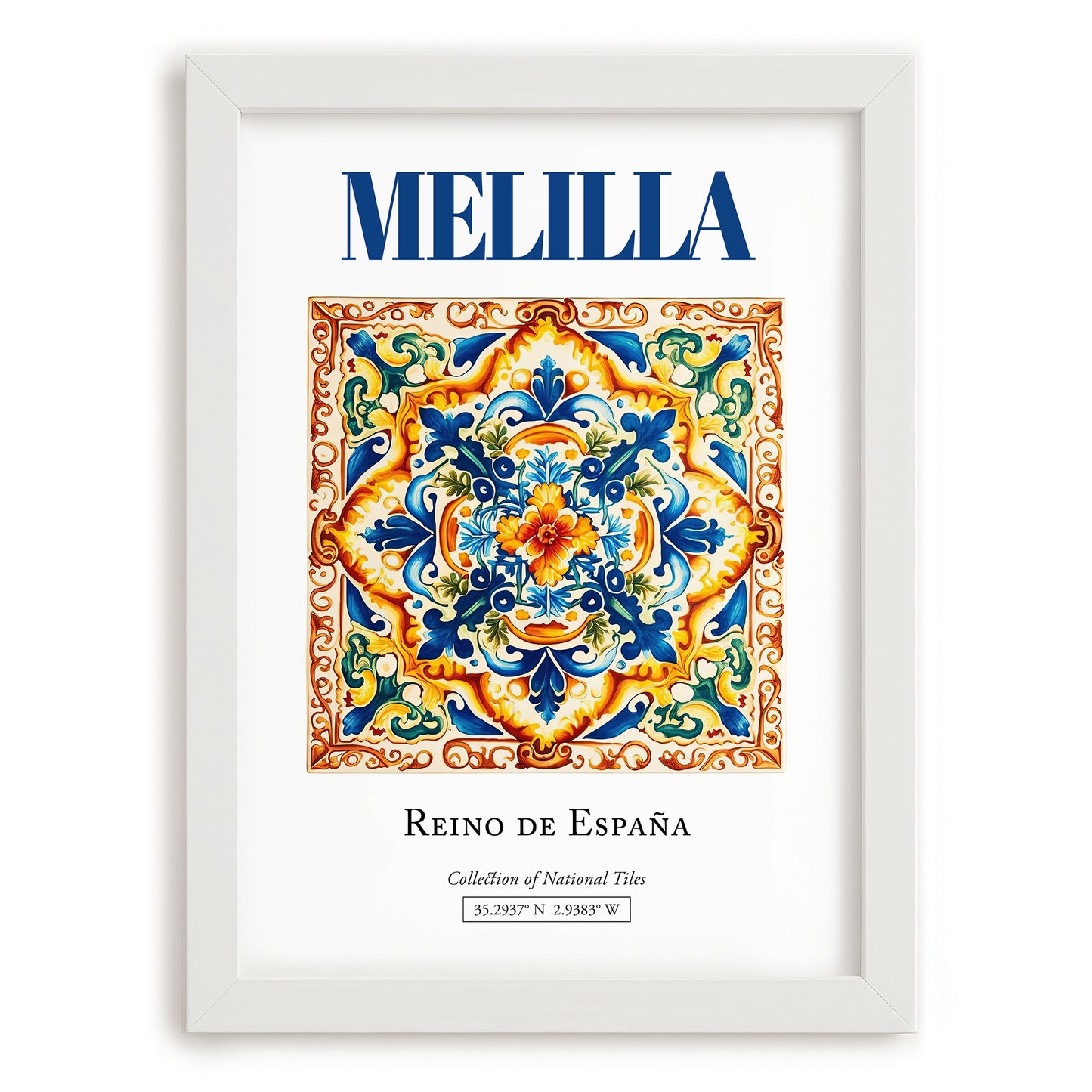 Melilla, Spain – Tourist Destination Poster, placed in minimal white frame