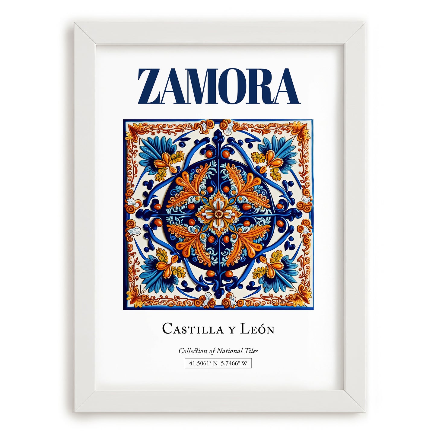 Zamora, Spain – Travel Print, placed in minimal white frame