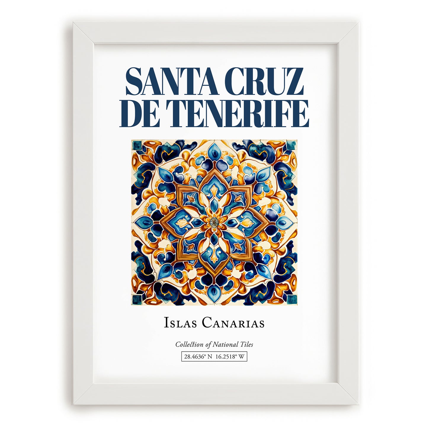 Santa Cruz de Tenerife, Spain – Travel Wall Art, placed in minimal white frame