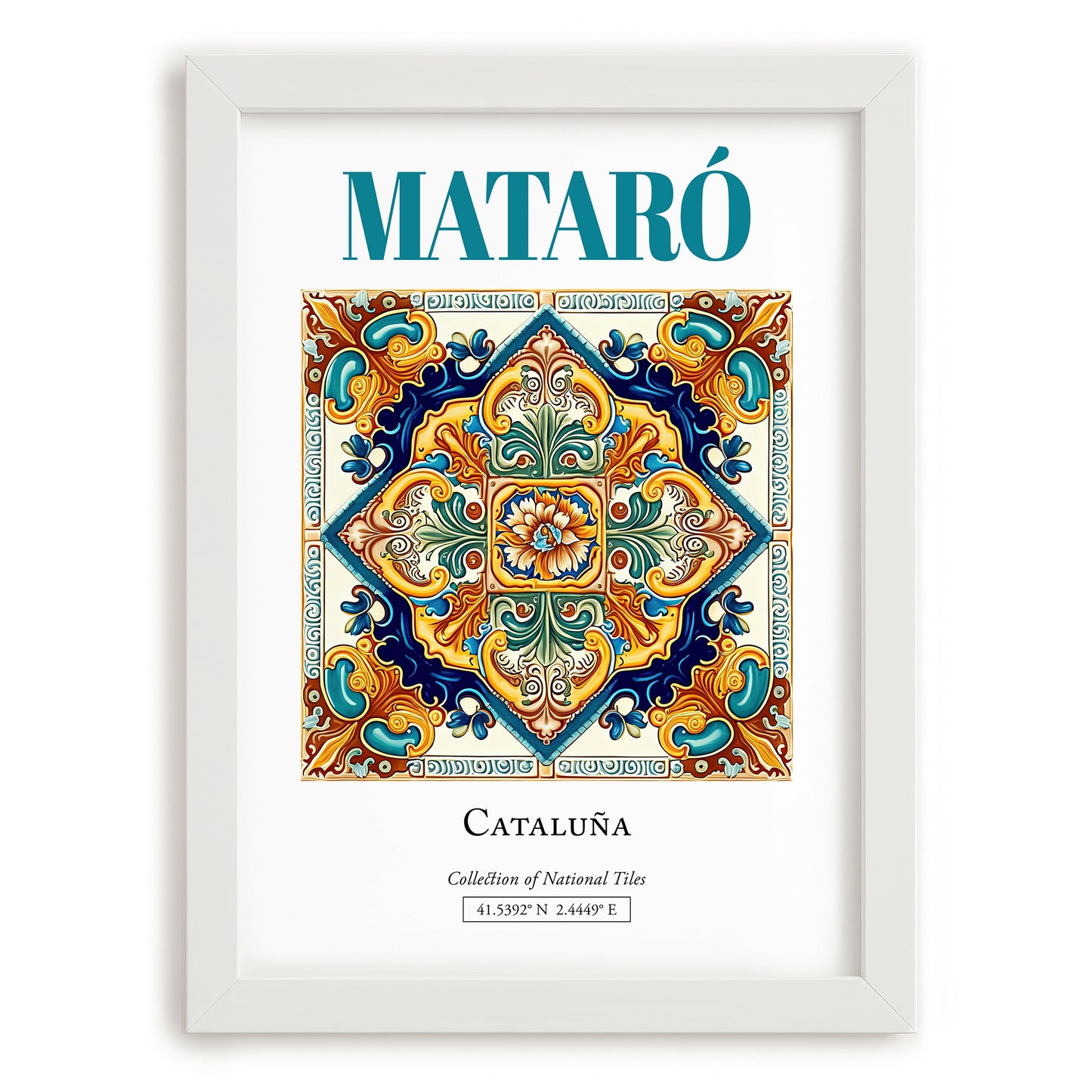 Mataró, Spain – Travel Wall Decor, placed in minimal white frame