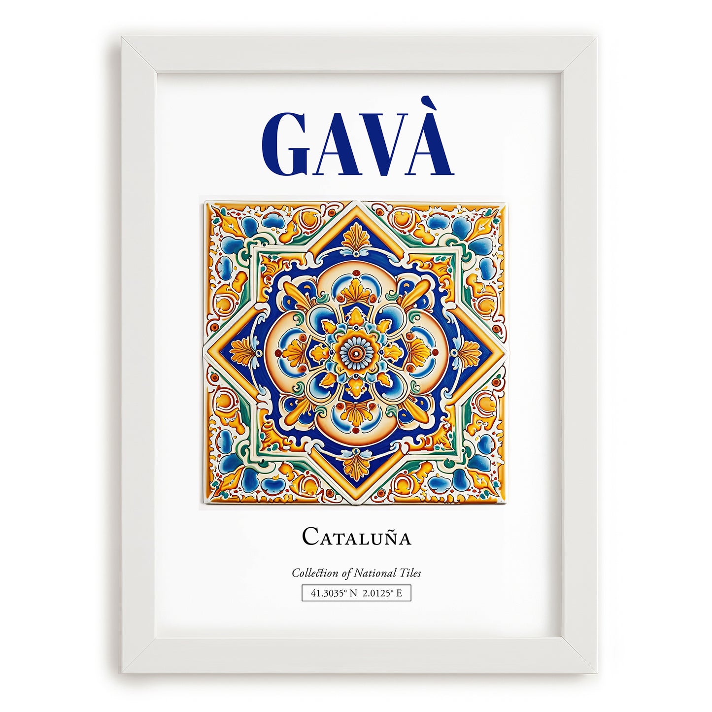 Gavà, Spain – Travel Print, placed in minimal white frame