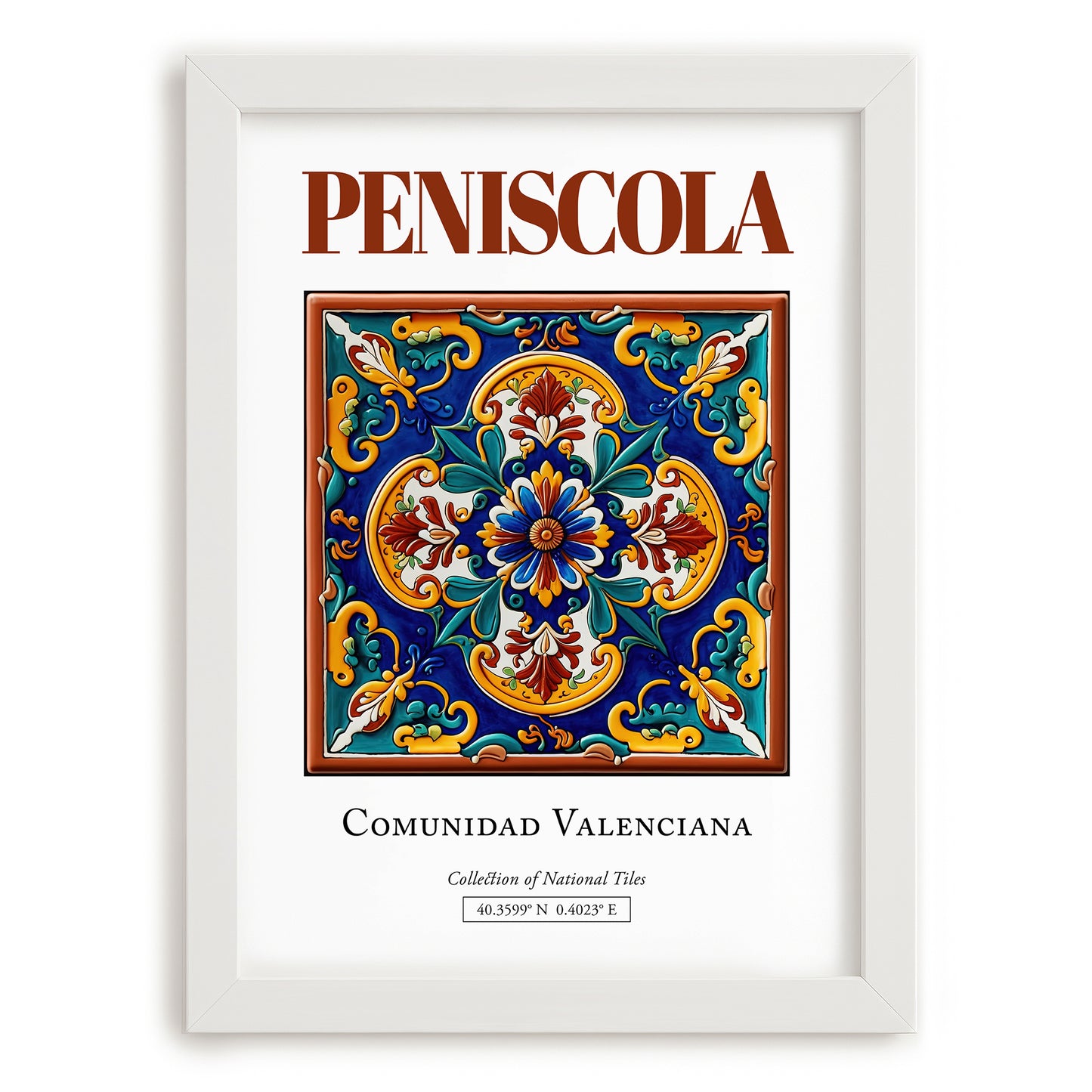 Peniscola, Spain – World Travel Art, placed in minimal white frame