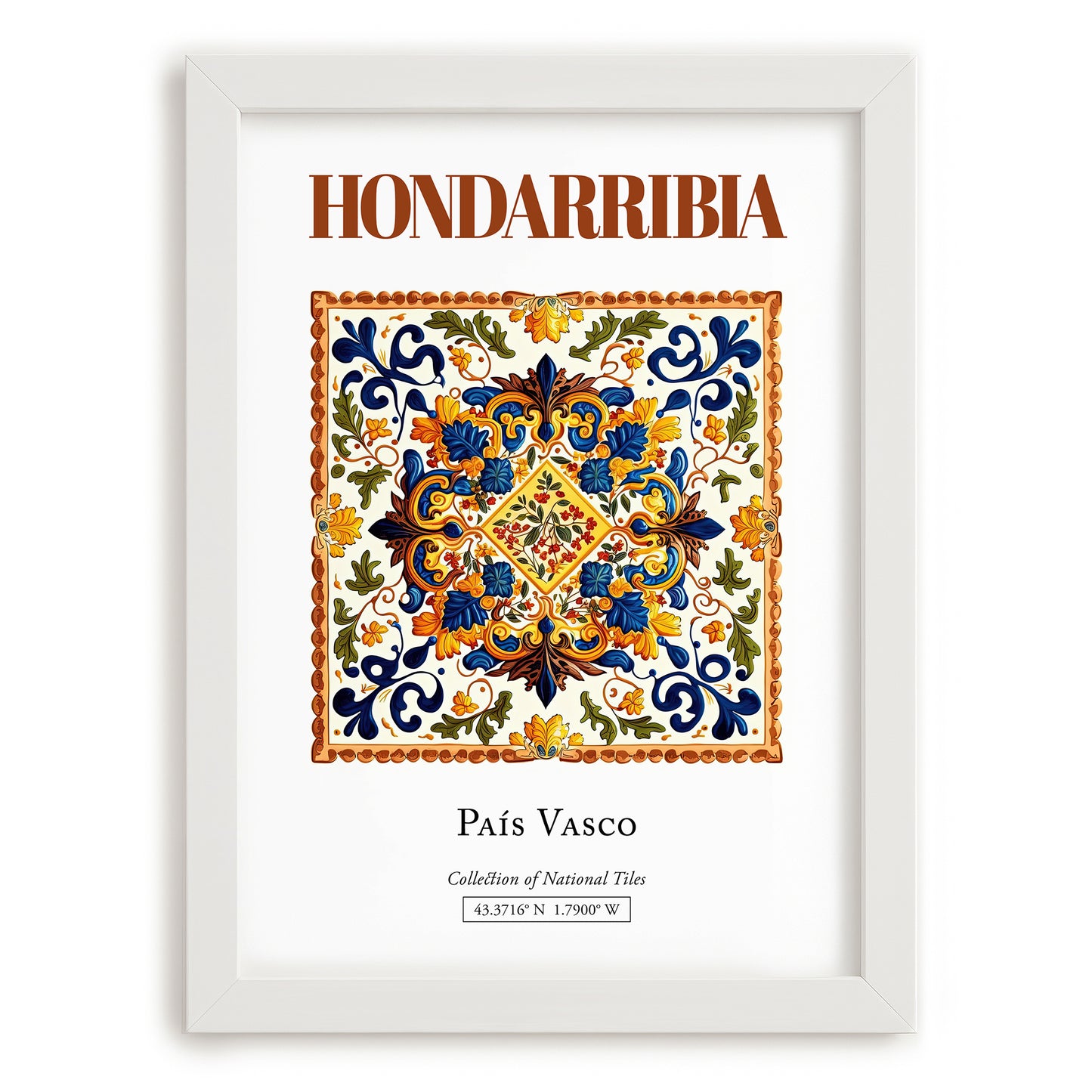 Hondarribia, Spain – Travel Poster, placed in minimal white frame