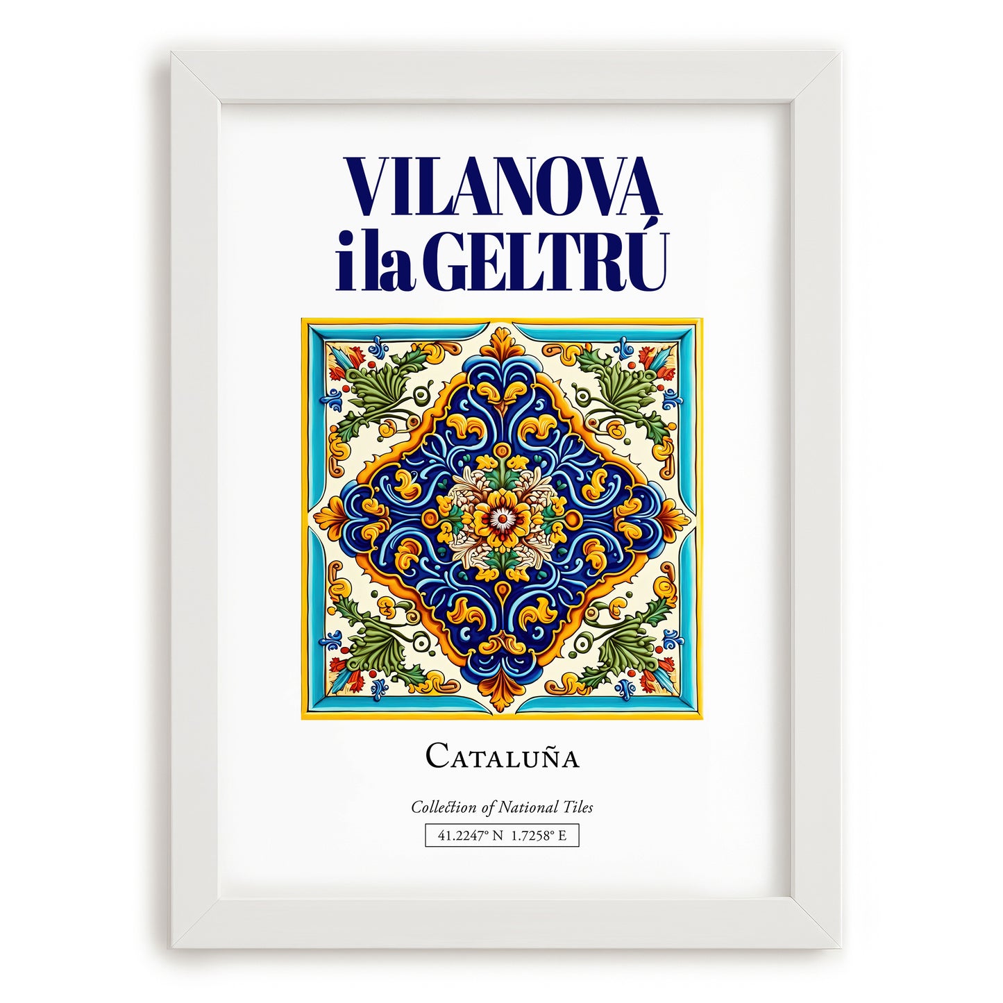 Vilanova i la Geltrú, Spain – Travel Print, placed in minimal white frame