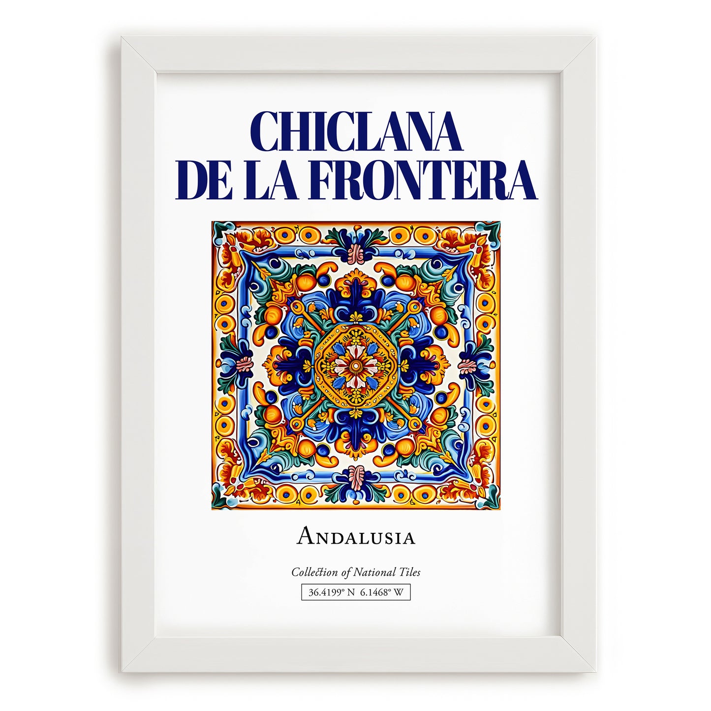 Chiclana de la Frontera, Spain – Travel Destination Art, placed in minimal white frame