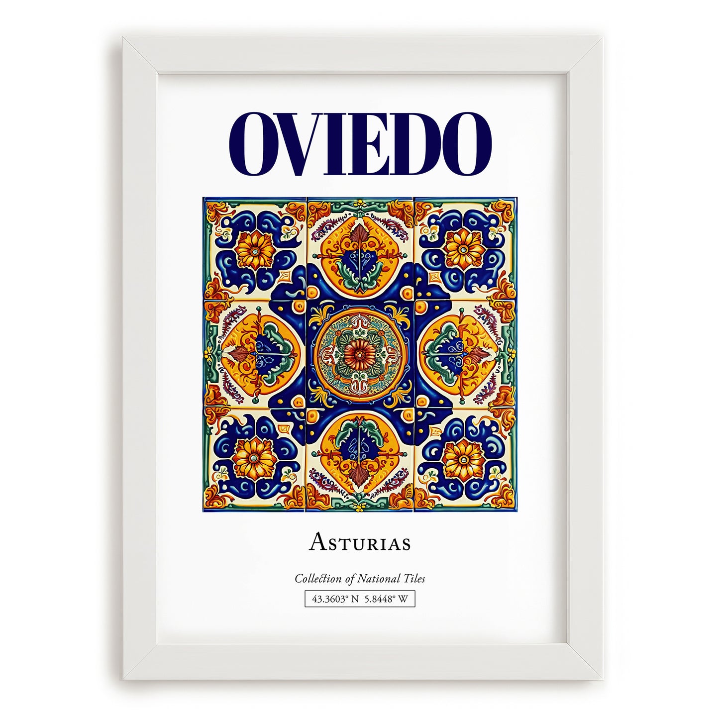 Oviedo, Spain – Global Wall Art, placed in minimal white frame
