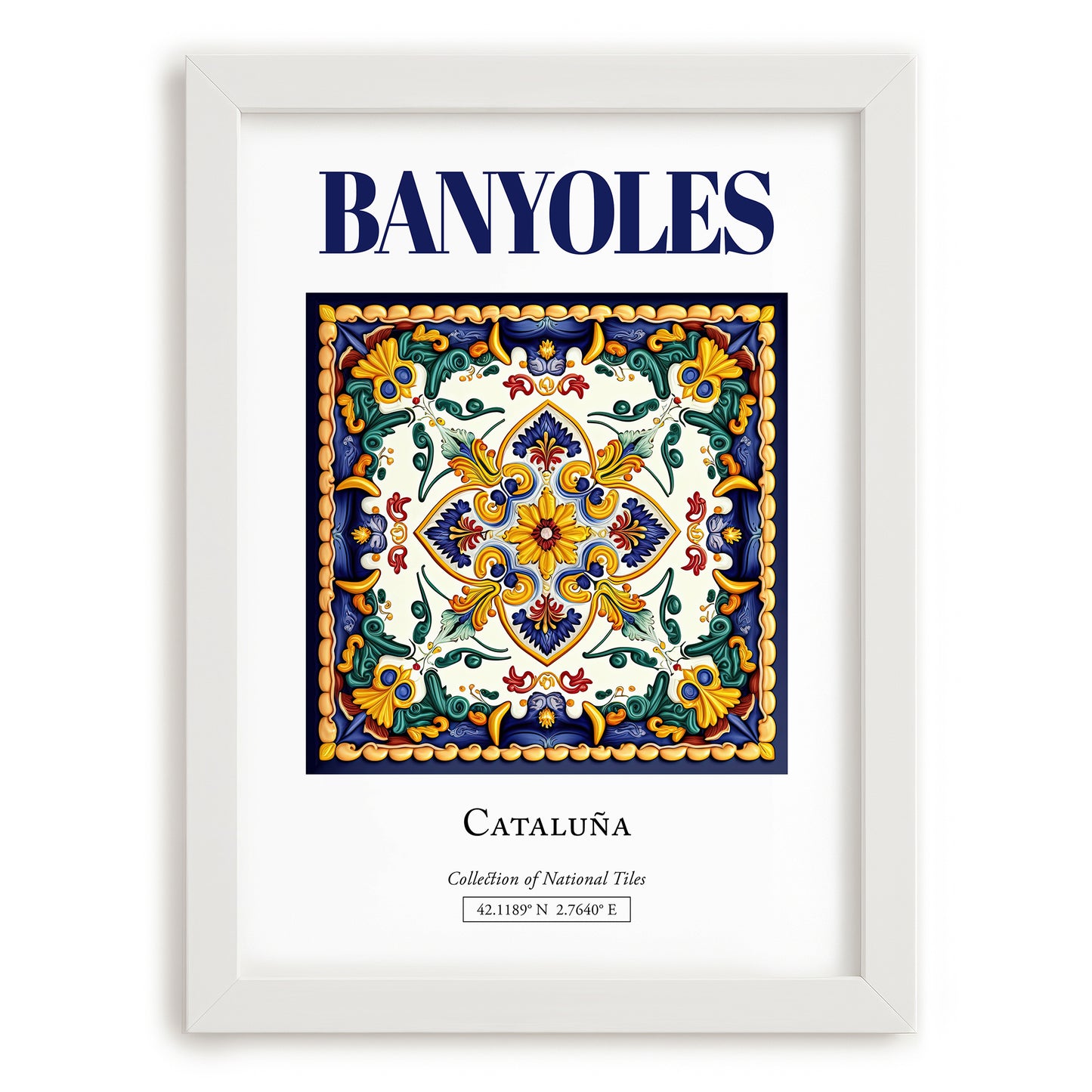 Banyoles, Spain – Travel Print, placed in minimal white frame