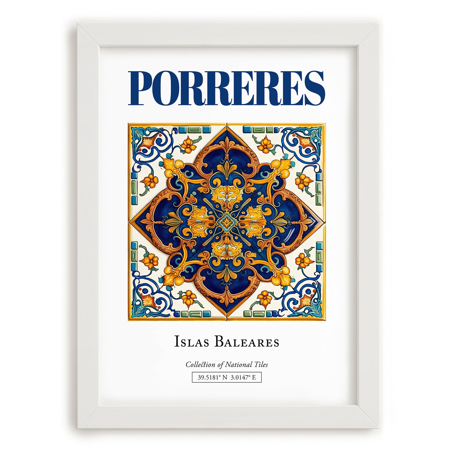 Porreres, Spain – Travel Print, placed in minimal white frame