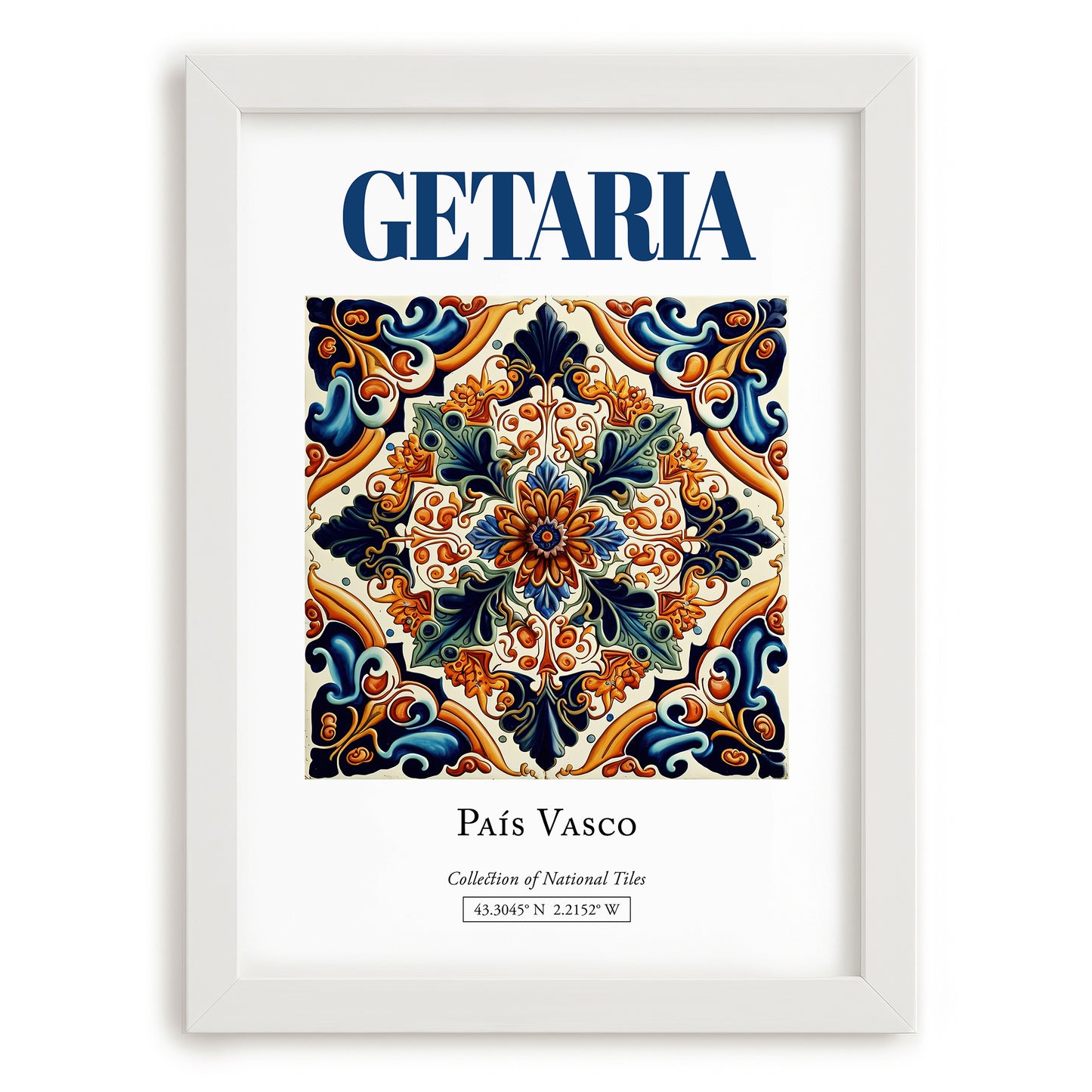 Getaria, Spain – Travel Wall Art, placed in minimal white frame