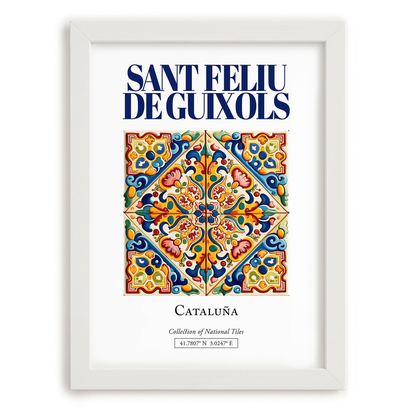 Sant Feliu de Guixols, Spain – Historic Cities Art Print, placed in minimal white frame