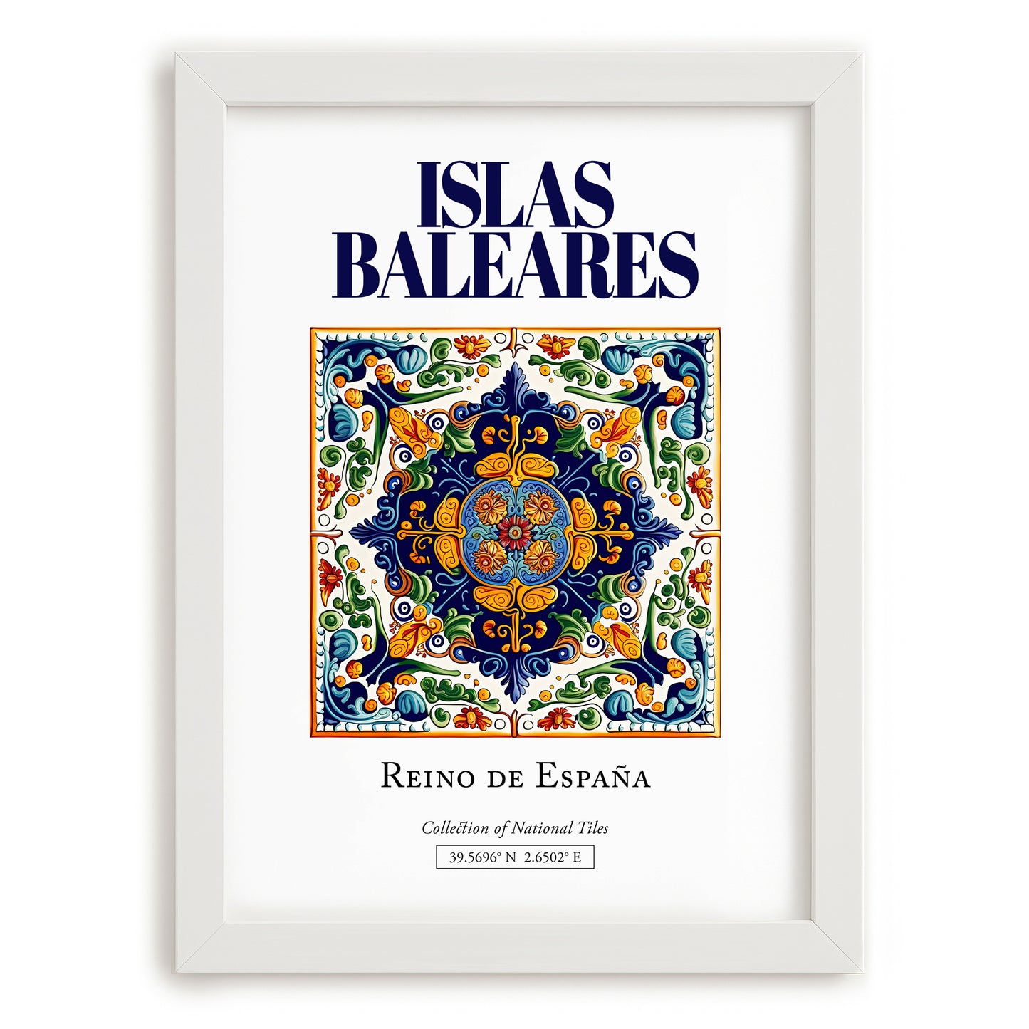 Islas Baleares, Spain – Travel Wall Decor, placed in minimal white frame